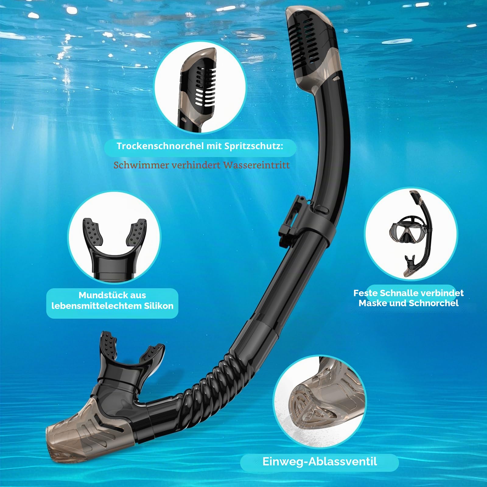 2 Pack Schnorchelausrüstung für Erwachsene, Trockenschnorchel, Masken-Set Erwachsene, Tauchmaske, Tauchausrüstung, Schwimmbrille mit Nasenabdeckung, Schwimmen Freitauchen gehärtetes Glas Panoramablick
