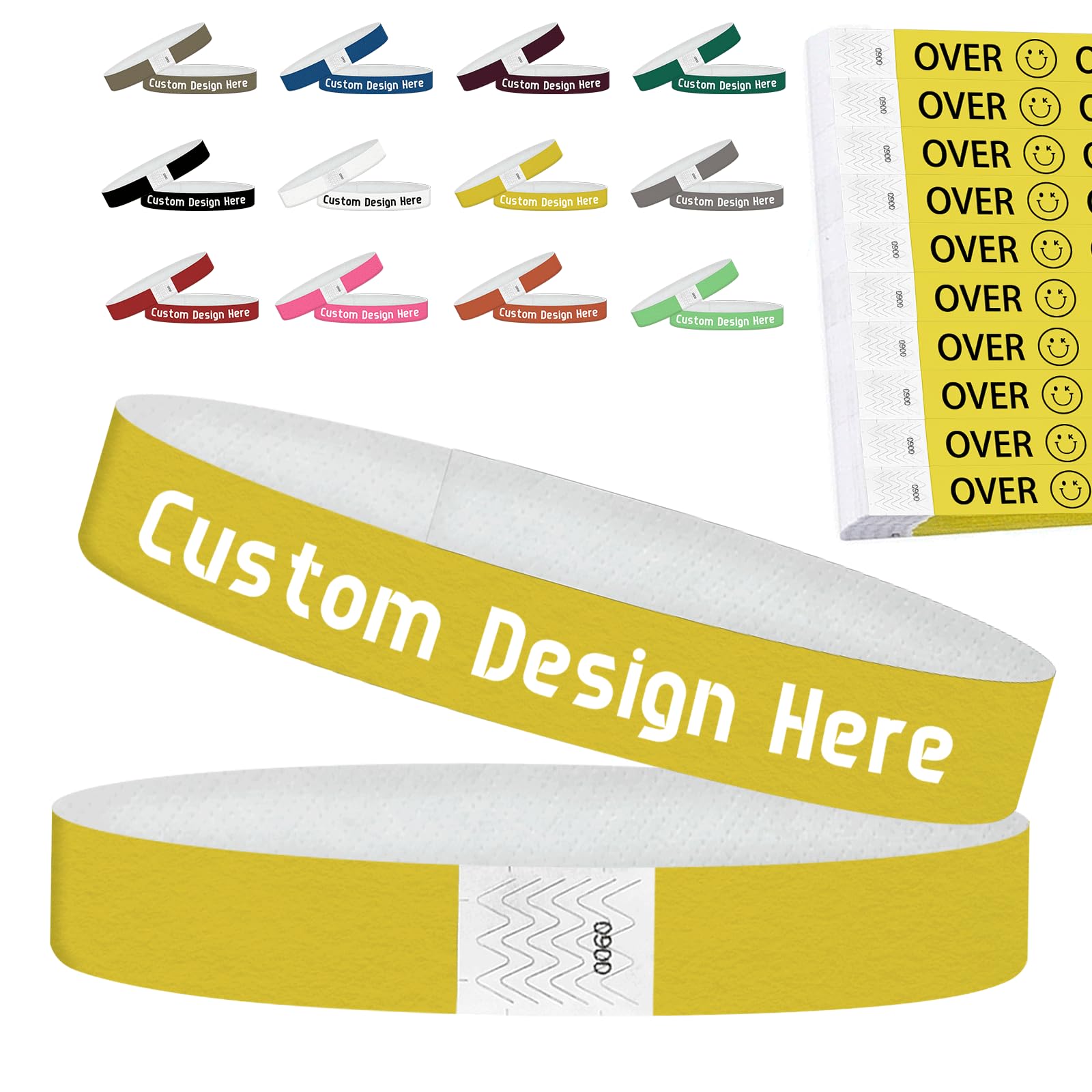 Up to 10000 Custom Wristbands for Events Personalized Tyve Wrist Bands ¾” Customized Paper Party Wristbands with Logo Text Image Printed Concert Party