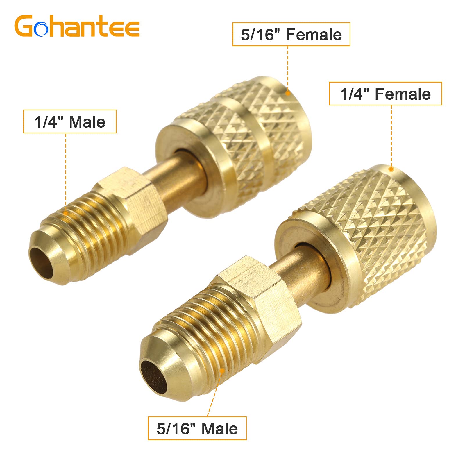 2Pcs Brass Swivel Adapter Mini Split HVAC System 1/4 Male SAE To 5/16 Female Connector For R410A Air Conditioner Refrigeration - 34 - View #2