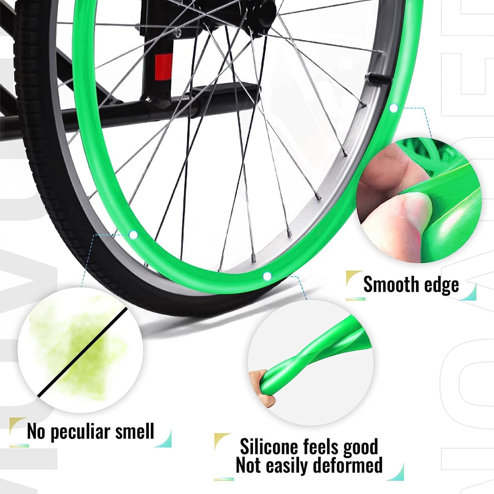 Coperture protettive in silicone per sedia a rotelle, migliorano la presa e il comfort, ideali per l'assistenza quotidiana della mobilità