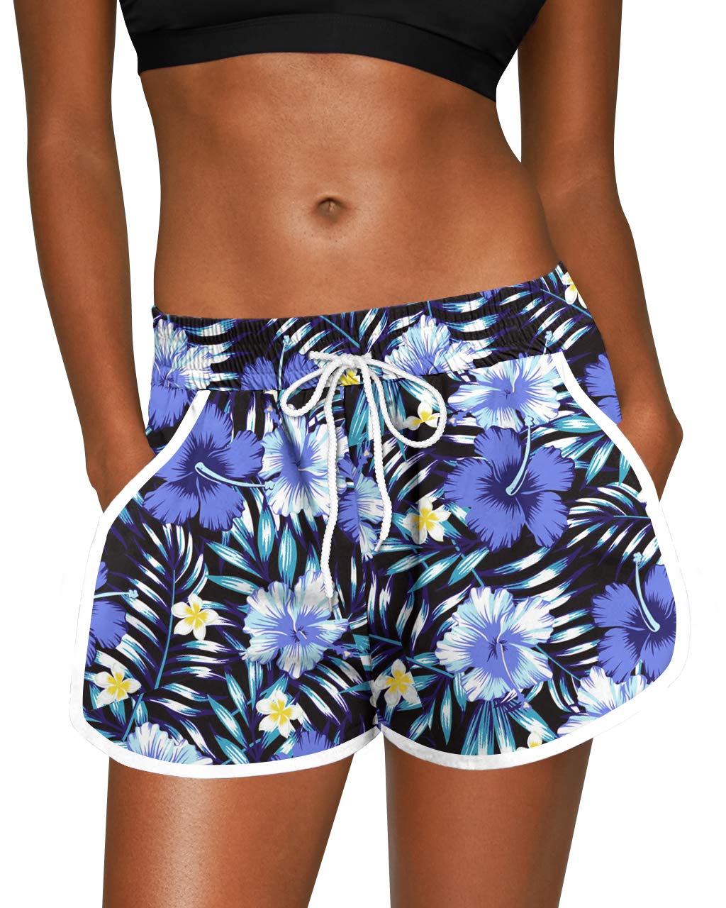 For G and PL Women Summer Floral Beach Boardshorts with Pockets Swim Trunks