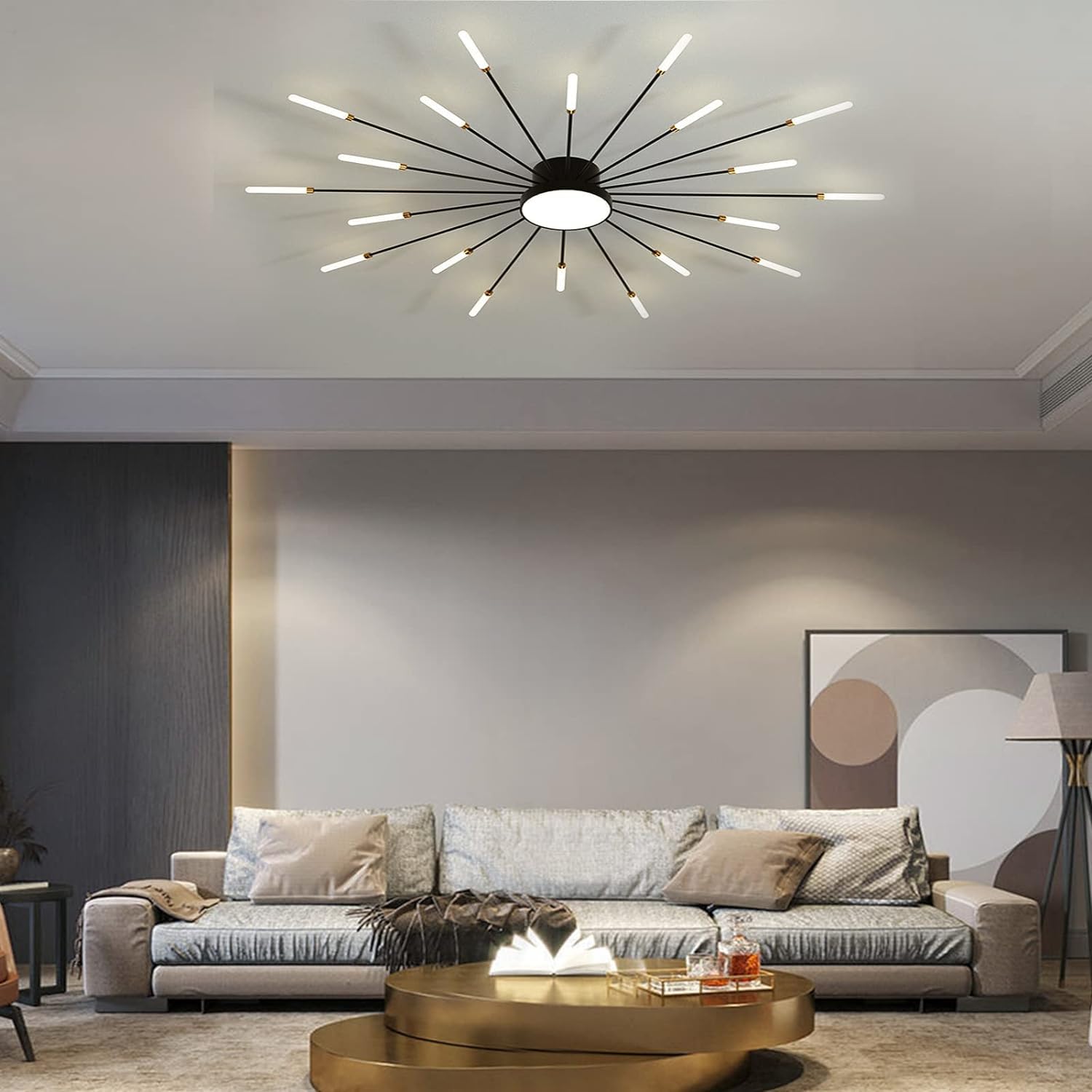 Lustre pendentif LED noir 20+1 têtes pour illuminer vos grands dîners en famille