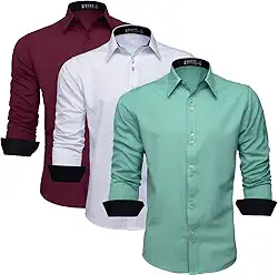 Kit 3 Camisa Masculina Slim Social Manga Longa Fácil de Passar 3K357
