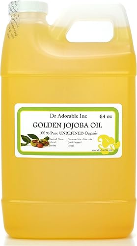 Dr Adorable - 64 oz - Aceite de jojoba dorado - 100% puro natural sin refinar orgánico prensado en frío