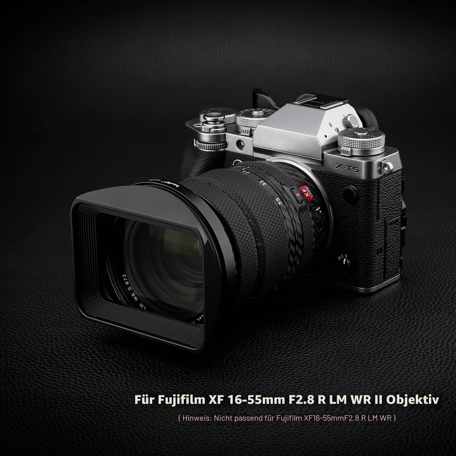 Haoge LH-X18 Bajonett-Gegenlichtblende aus Metall, quadratisch, mit Kappe für Fujifilm XF16-55 II, Fuji Fujinon XF 16-80mm F4 R OIS WR Objektiv