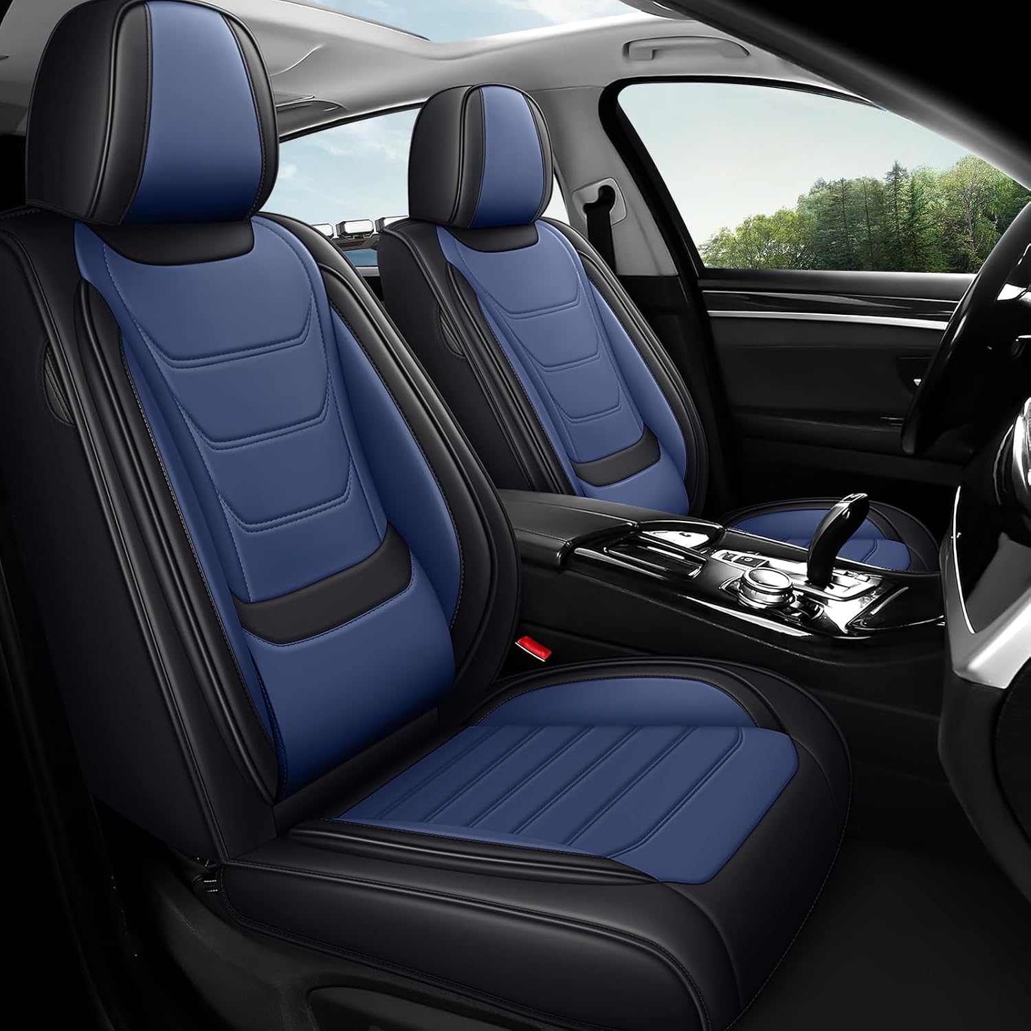 Car Seat Covers Fit for Subaru Crosstrek 2013-2026, Waterproof Leather Car Seat Covers Front Seats, Wear-resistant Seat Covers, Breathable Front Seat Protector (Standard 2 Seats, Black Blue)
