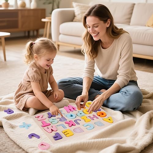 Miniatura 6 de Rompecabezas del alfabeto de madera para niños pequeños, juguetes de aprendizaje ABC para niños, actividades educativas preescolares, regalo para