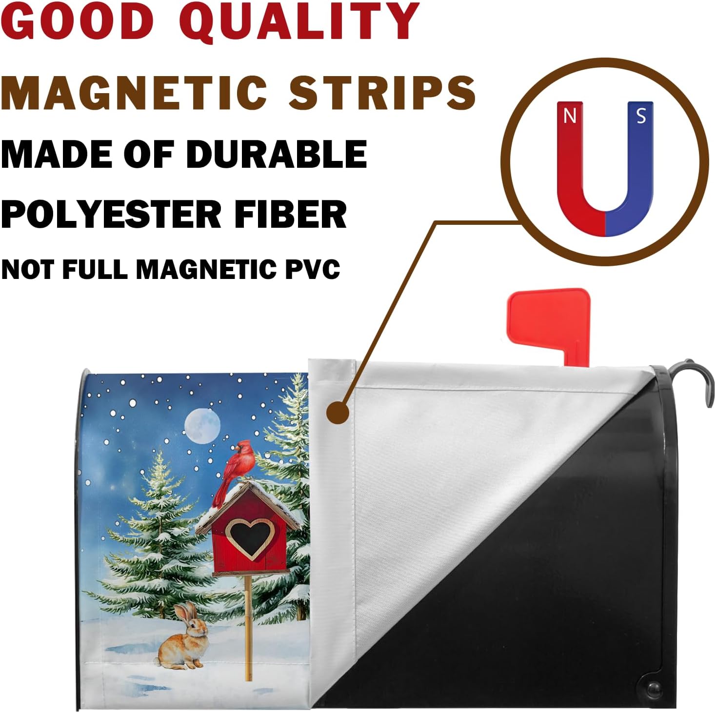 Winter Snowman Mailbox Covers Magnetic Christma Xmas Mailbox Cover 21" X 18" Waterproof Snow Cardinal Bird Mail Box Covers Magnetic Standard Size for Yard Home Decor