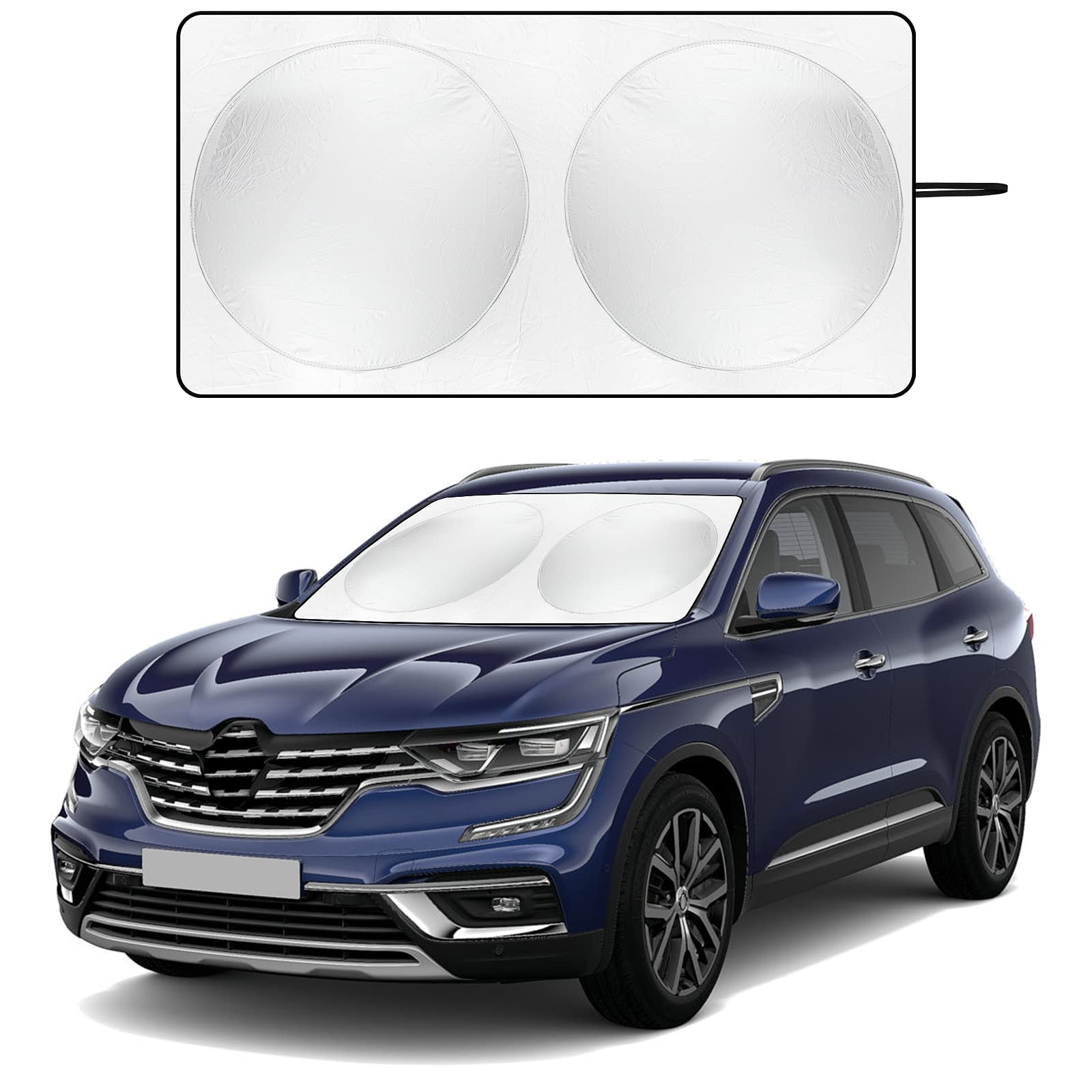 Siapupy Windshield Sun Shade with Storage Pouch for SUVs, Durable 190T Polyester Sun Shield for Front Window, Portable Carry Car Accessories, Standard (63 inches x 34 inches)