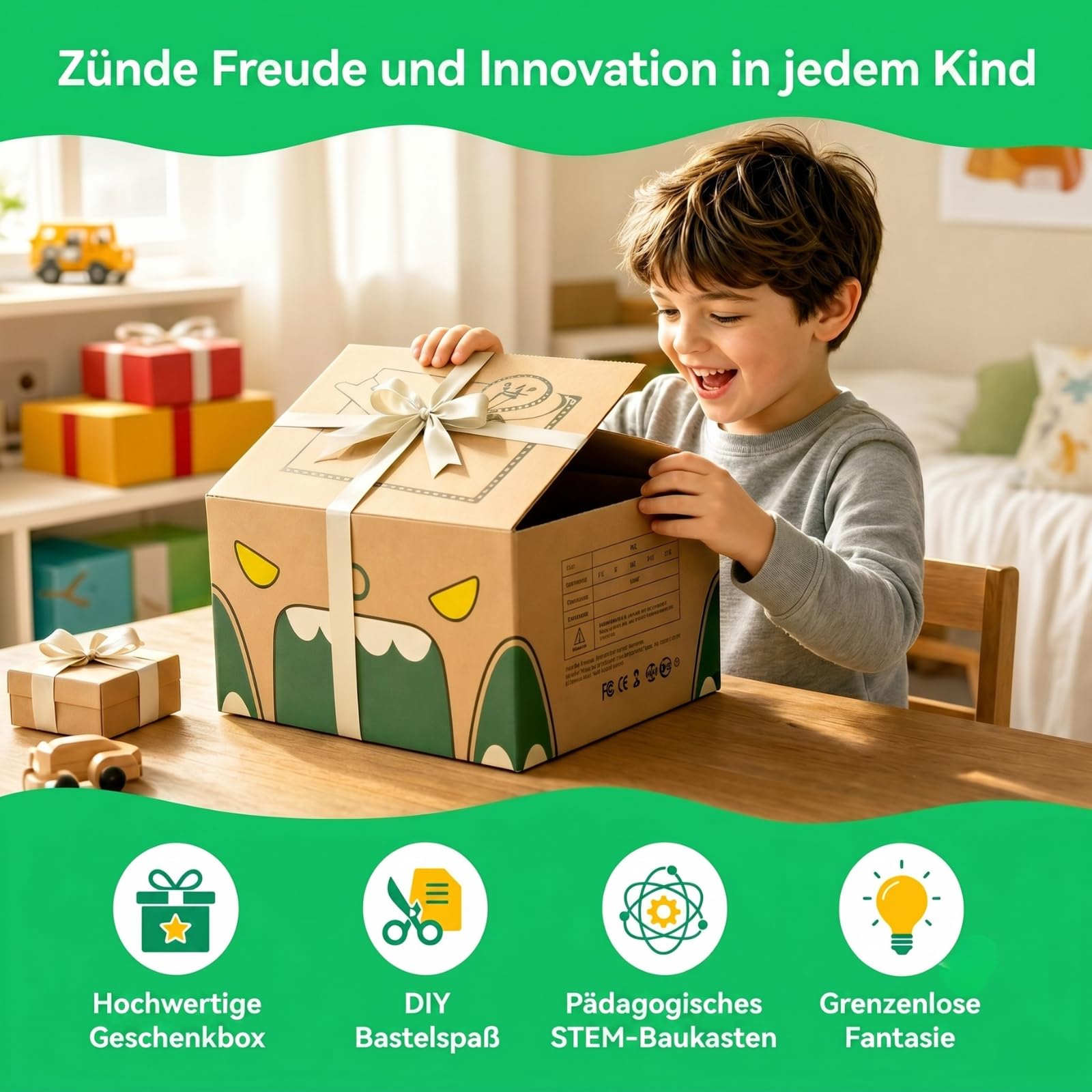 SainSmart x BeaverBot C2 Elektrischer Pappschneider für Kinder | Sicherer Dinosaurier-Karton-Schneider, MINT-Spielzeug 4-12 Jahre, Bastelset für 3D-Modelle, 2 Geschwindigkeiten, Ideales Lern