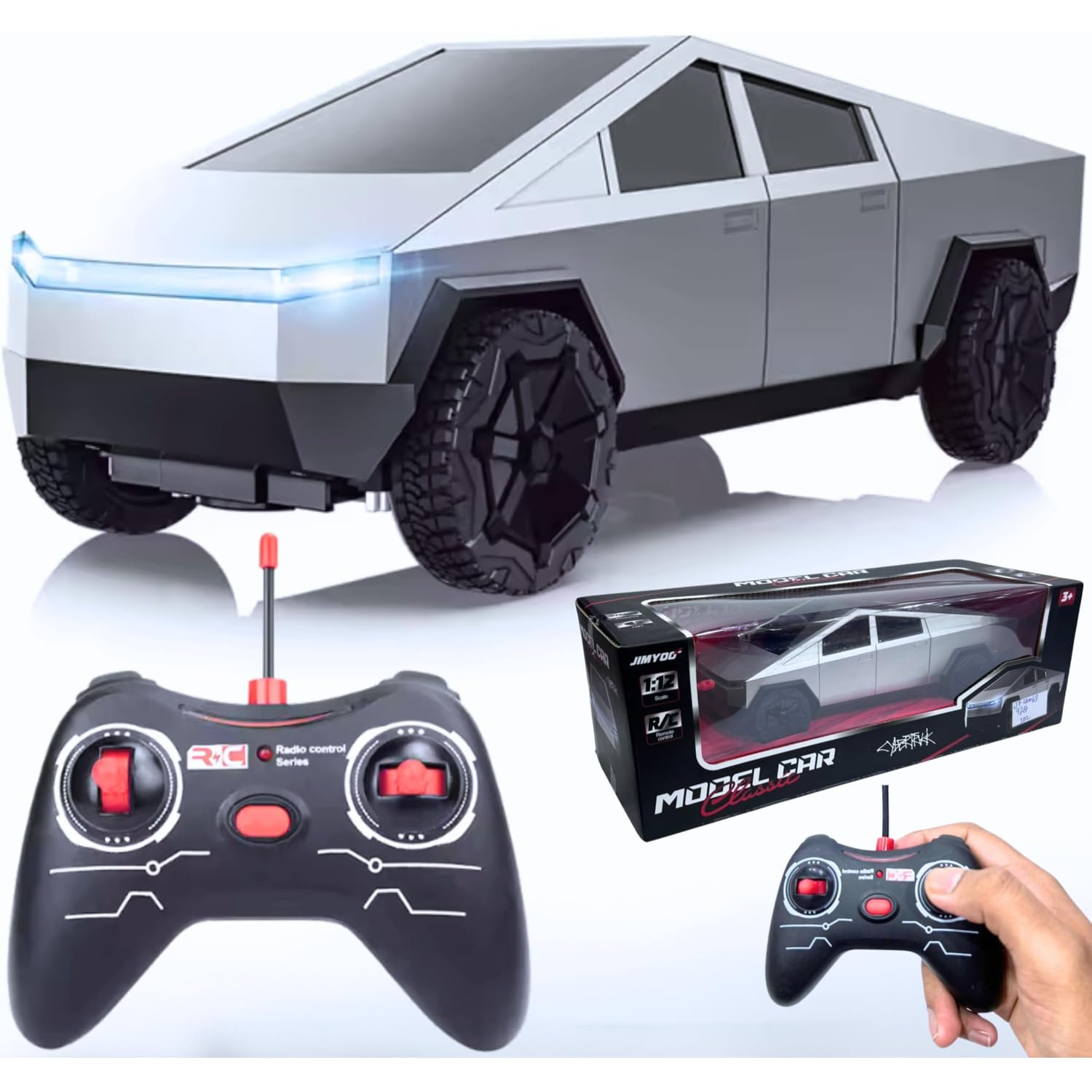 MARTYRA Tesla Cybertruck RC Truck 2.4GHz Remote Control Car – Fast Electric RC Vehicle with LED Headlights & Taillights, Rechargeable Battery, Off-Road Durable Design – Indoor & Outdoor Toy for Kids.