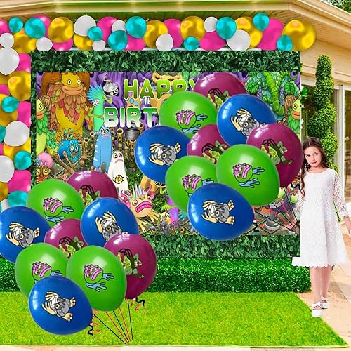 Miniatura 3 de My Singing Monster Party Supplies Platos Decoraciones Decoración Pastel de Cumpleaños Decoración Banner Decoración Globos Telón