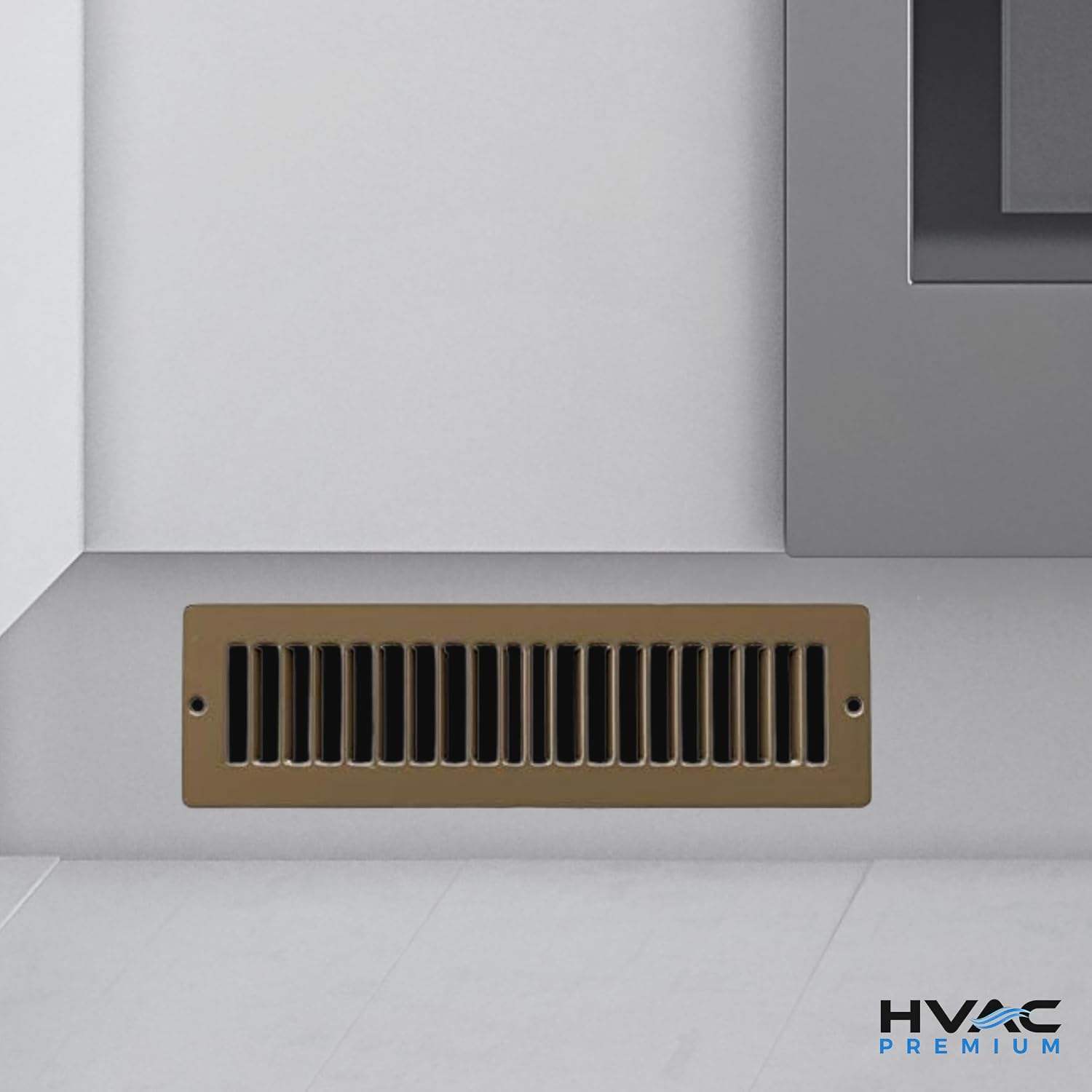 HVAC Premium 12" x 2" Toe Space Grille - HVAC Vent Cover [Overall Size 13.5 X 3.5] - Brown