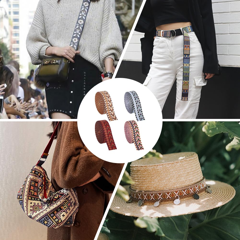 Nastri In Poliestere Ricamati Etnici - 4 Rotoli Da 7m, Larghezza 25mm, Per Cucito E Decorazioni - Foto 7