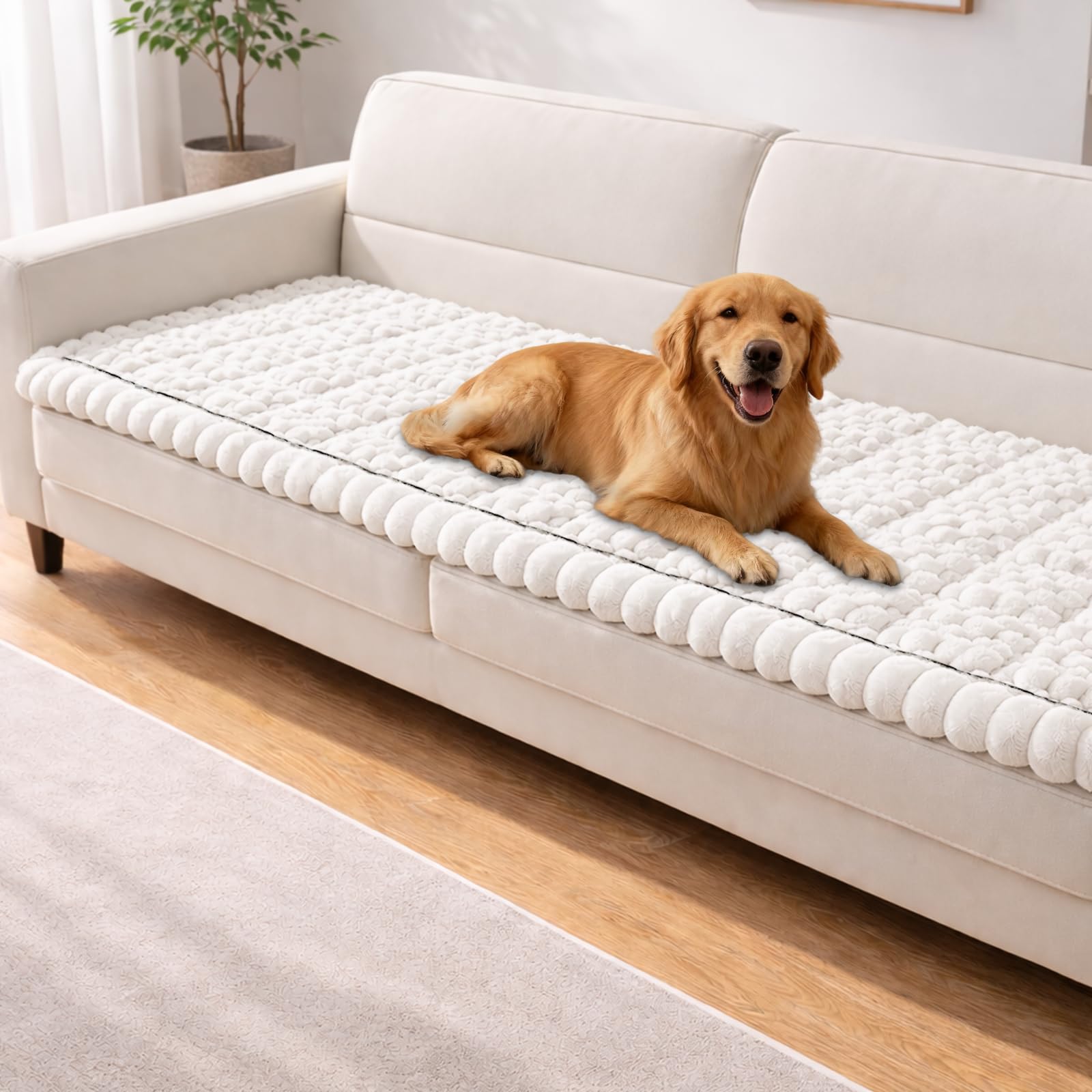Couch Cover for Dogs Washable,Non Slip Fuzzy Durable Couch Covers for 3 Cushion Sofa Pet Friendly Sofa Cover Dog Thick Soft Slipcovers Protector