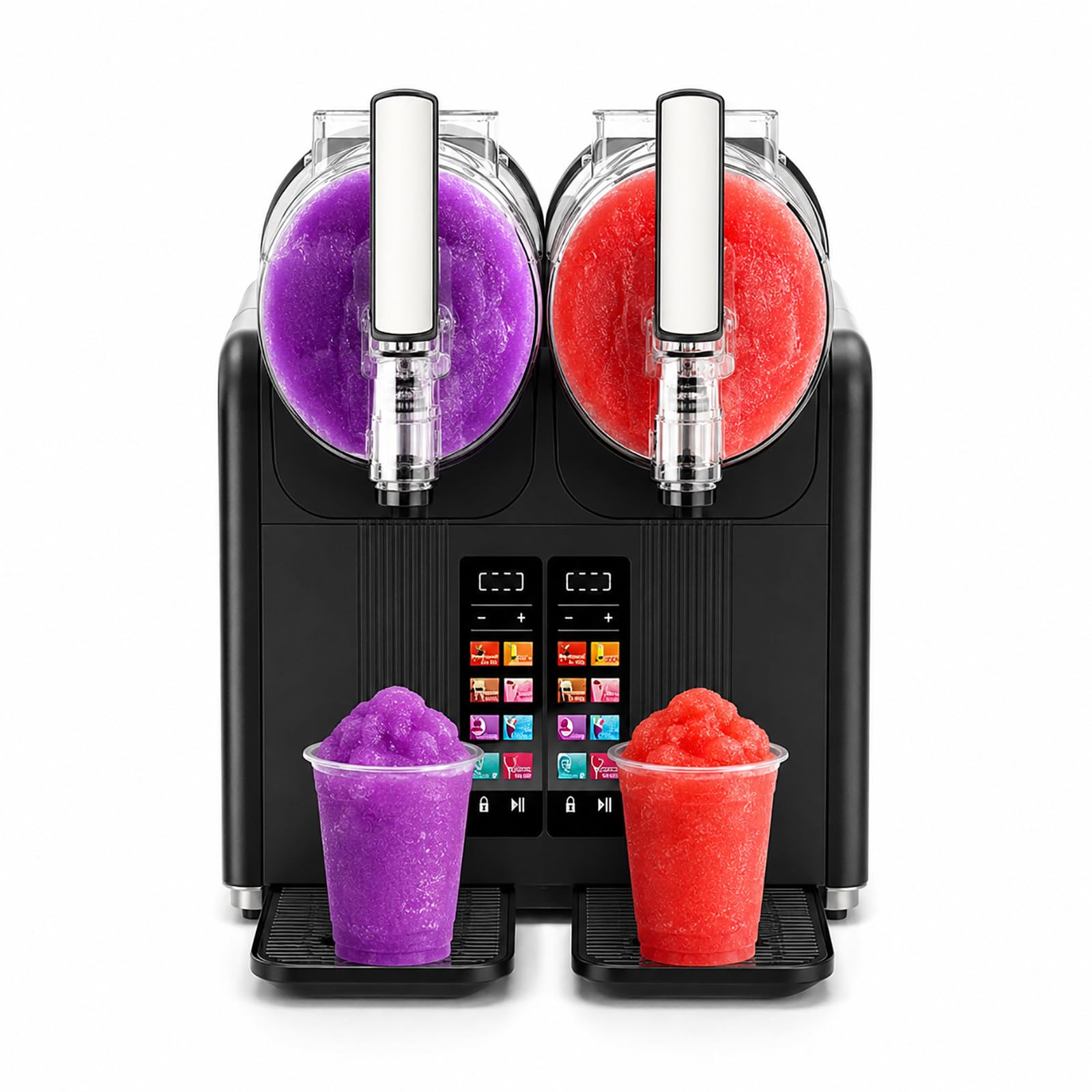 vnmudzeo Slushie Machine, 2L x 2 Tank - No Ice Needed Freeze Drink Maker with Touchscreen, Auto Clean for Slush Juice Milkshake Drinks Black