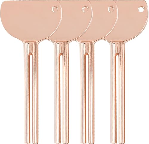 AUEAR, Paquete de 4 exprimidores de pasta de dientes de acero inoxidable de color oro rosa, exprimidores de tubos, llaves, tubo de pasta de dientes,