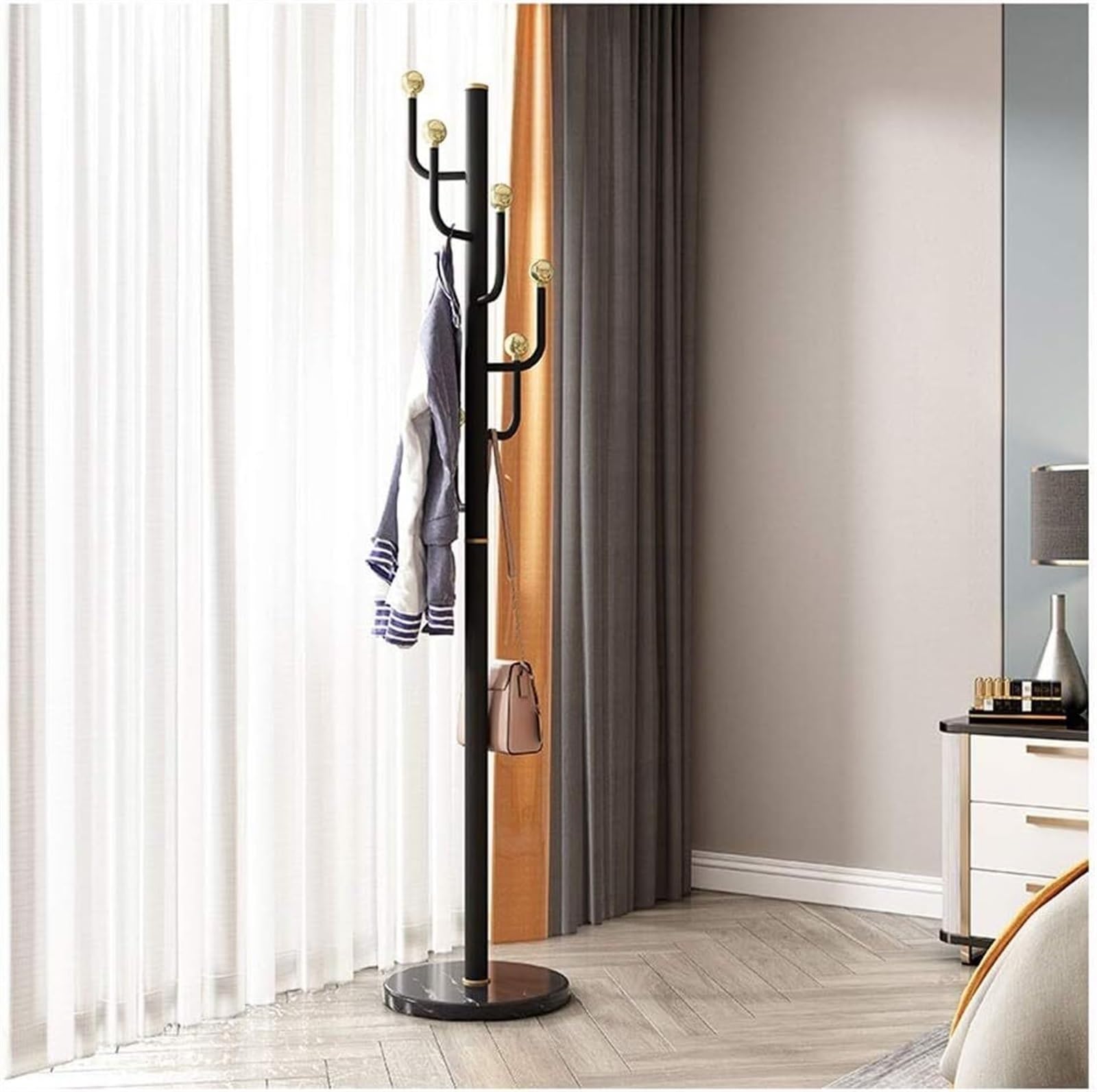 KIJyfgTR Coat Rack Metal Coat Rack Free Standing, Coat Stand, Coat Hanger Holder Stand With Round Base For Clothes,Scarves,