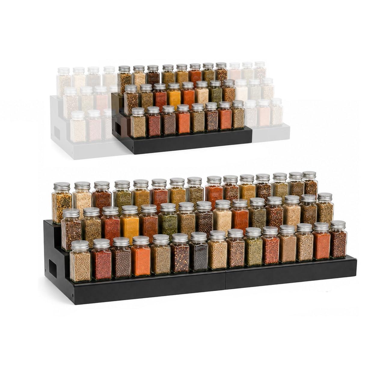 Expandable Spice Rack Organizer for Cabinet, Metal Can Rack for Pantry