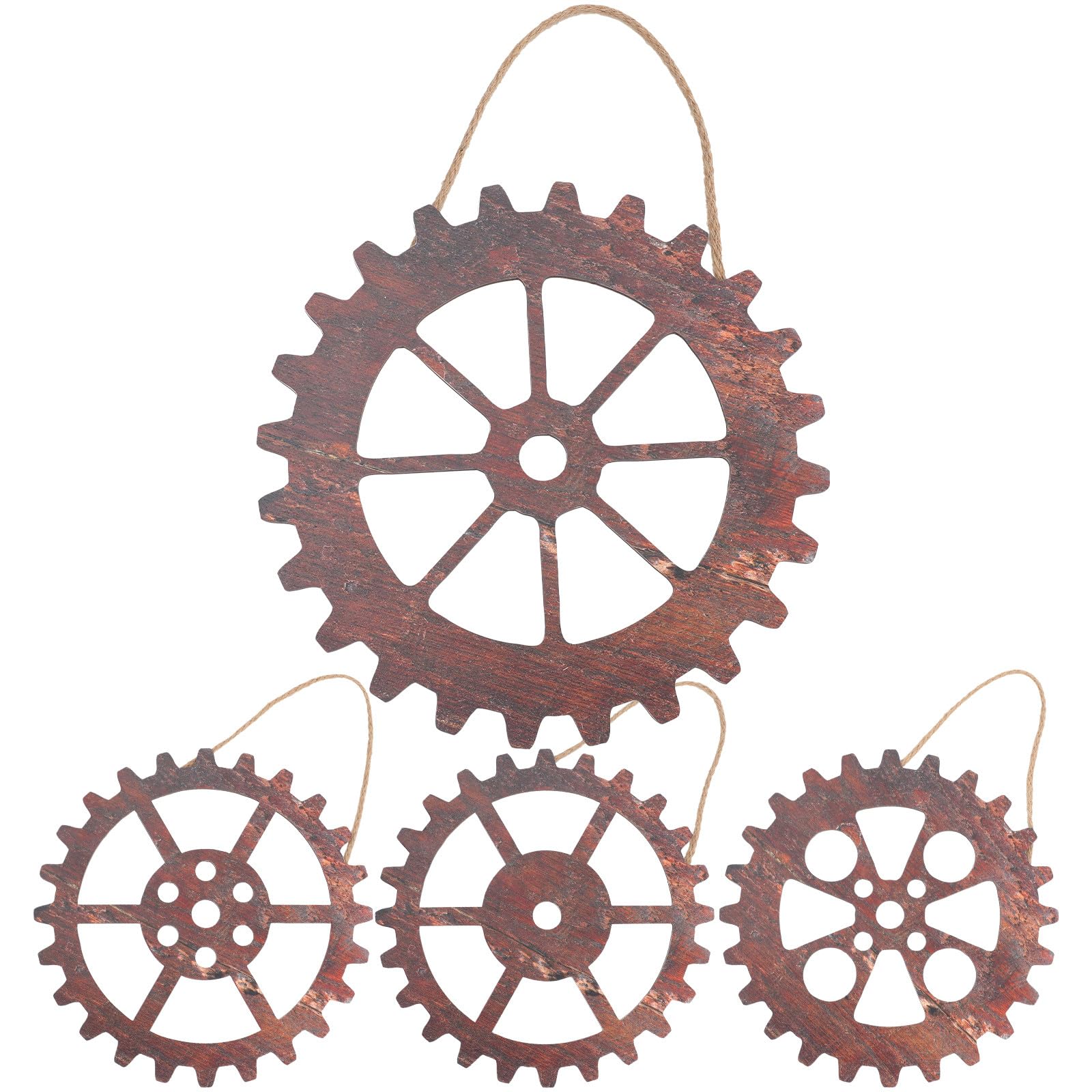 OSALADI Holzrad Wandbild 4 Stück Vintage Industrie Stil Robust für Zuhause und Wohnräume als Dekorativer Wandschmuck