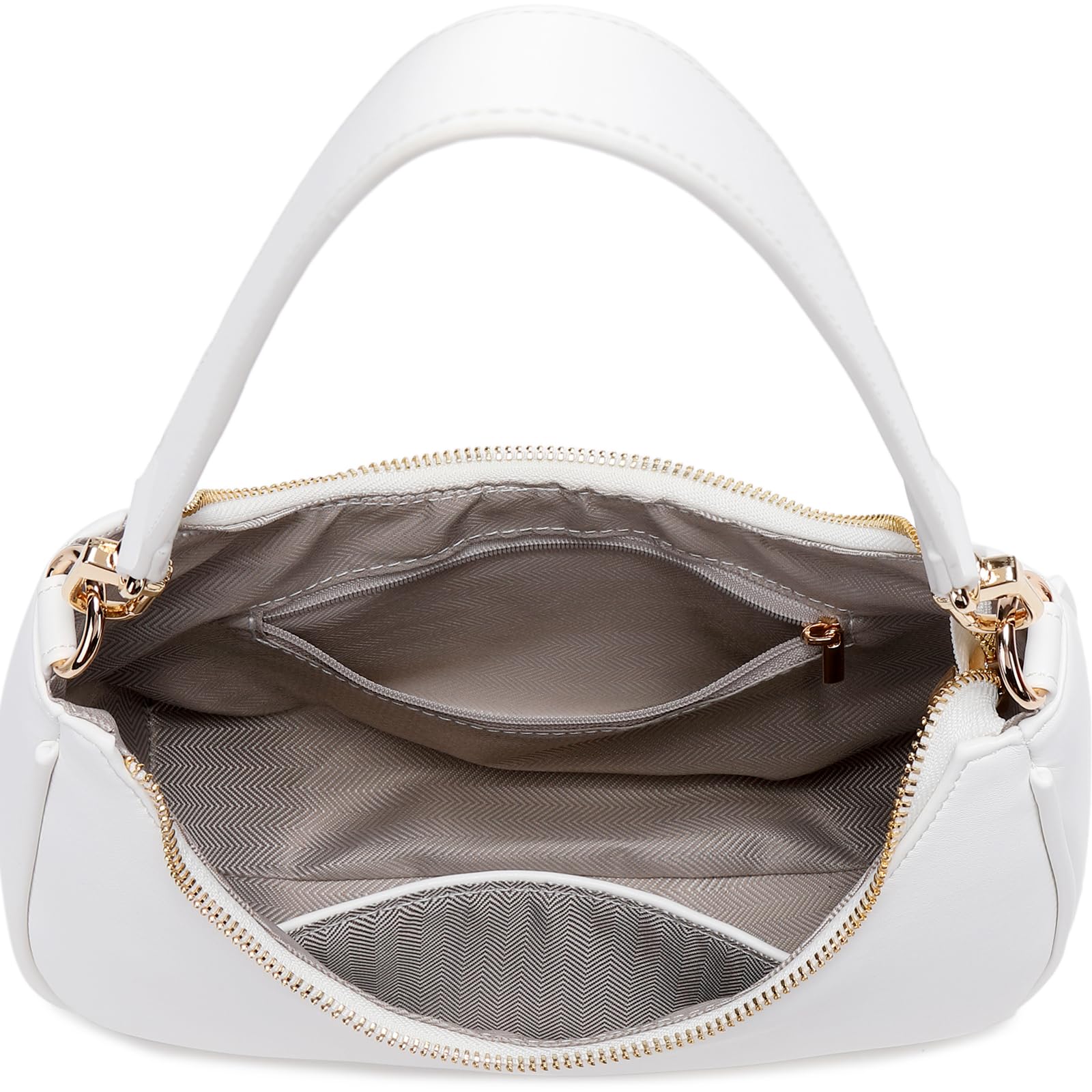 Women's Shoulder Bags Cute Hobo Purses Vintage Handbags with Zipper Lightweight Underarm for Dating Shopping Gift (White) view 5