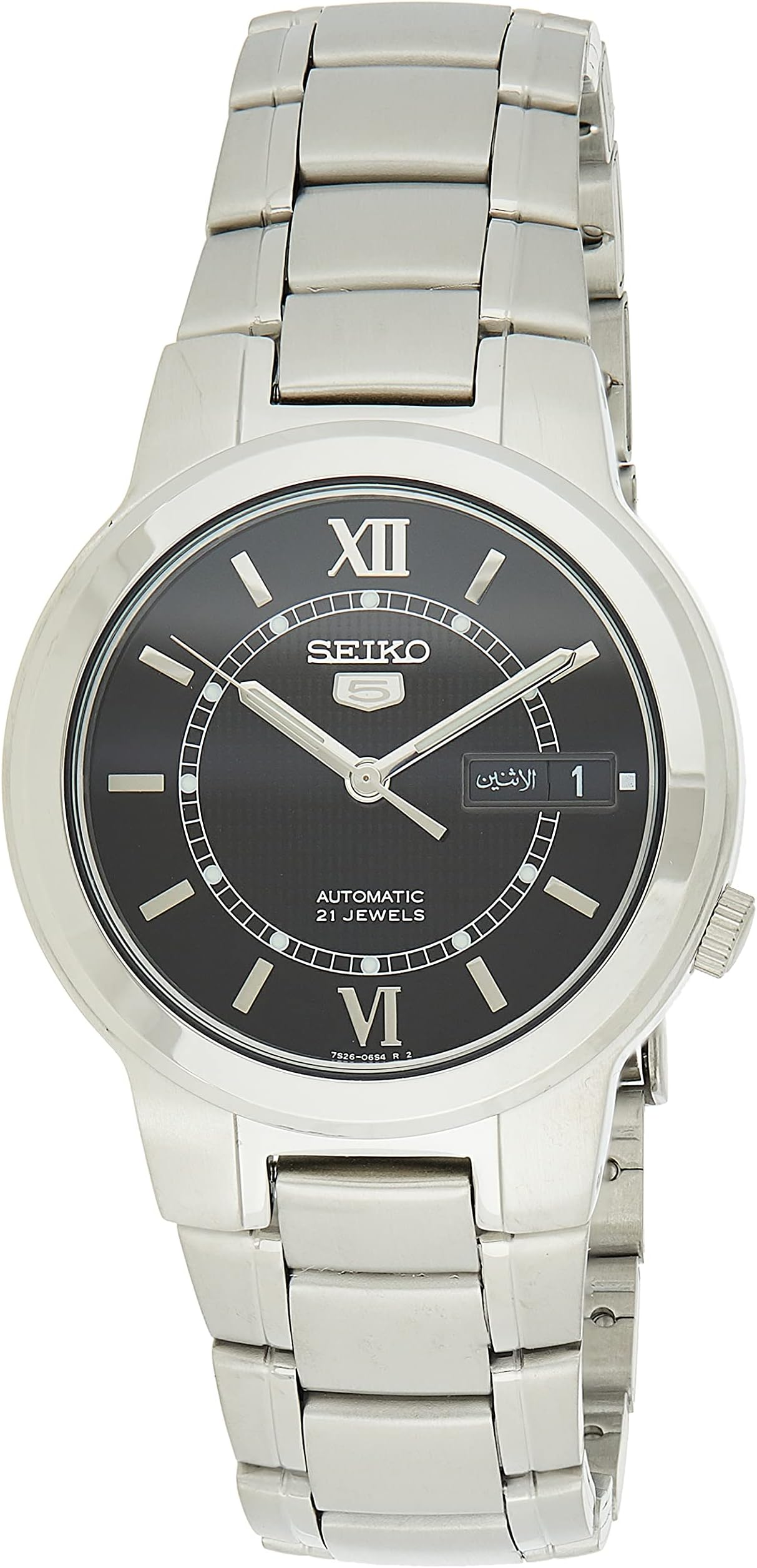 Men's Seiko 5 Automatic Watch with Analog Display and Stainless Steel Strap SNKA23K1
