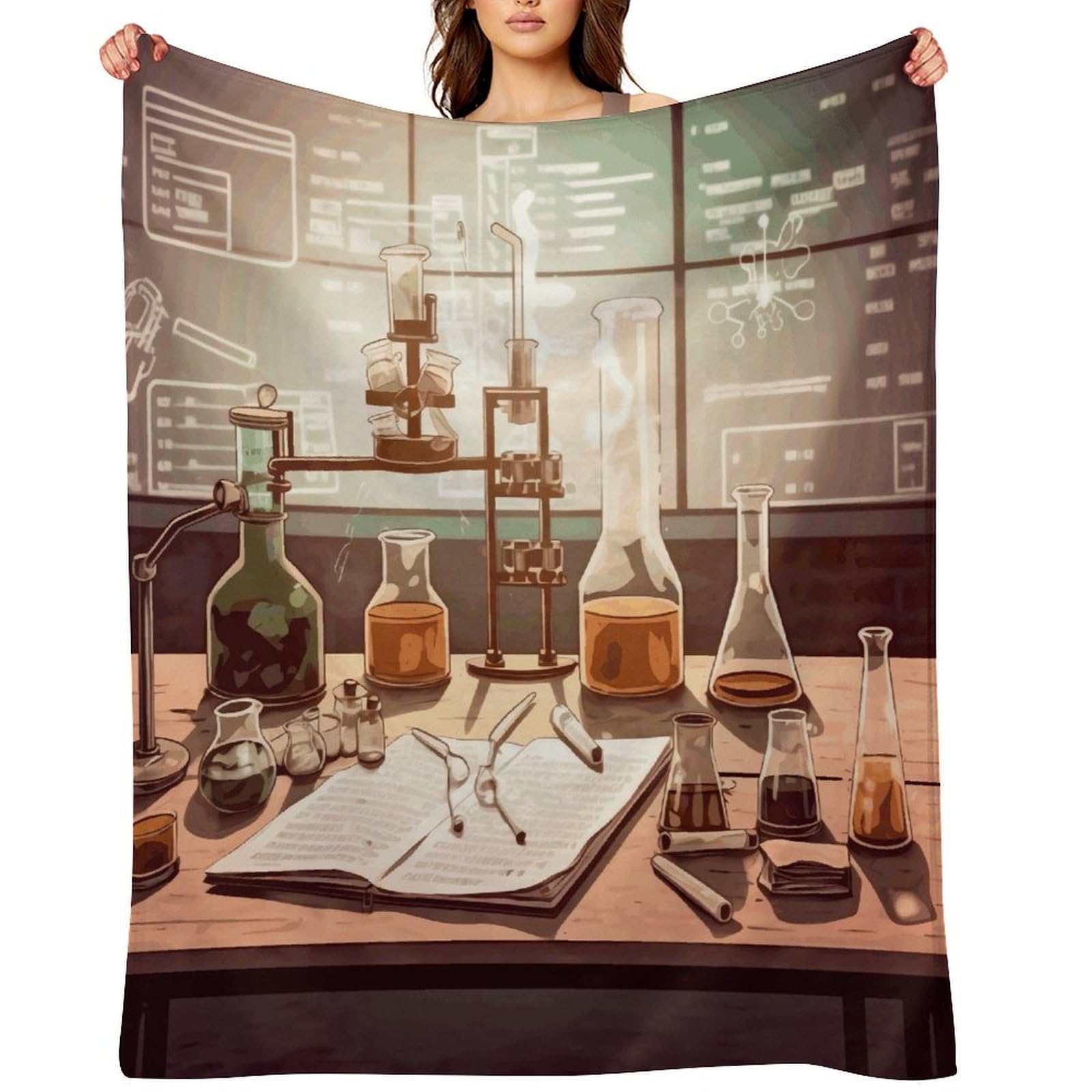 Chemistry Lab Throw Blanket for Couch and Bed Super Soft Warm Lightweight Throw Blankets Cozy Fuzzy Flannel Blanket Personalized Decorative Blankets for Sofa Decor 30"x40"