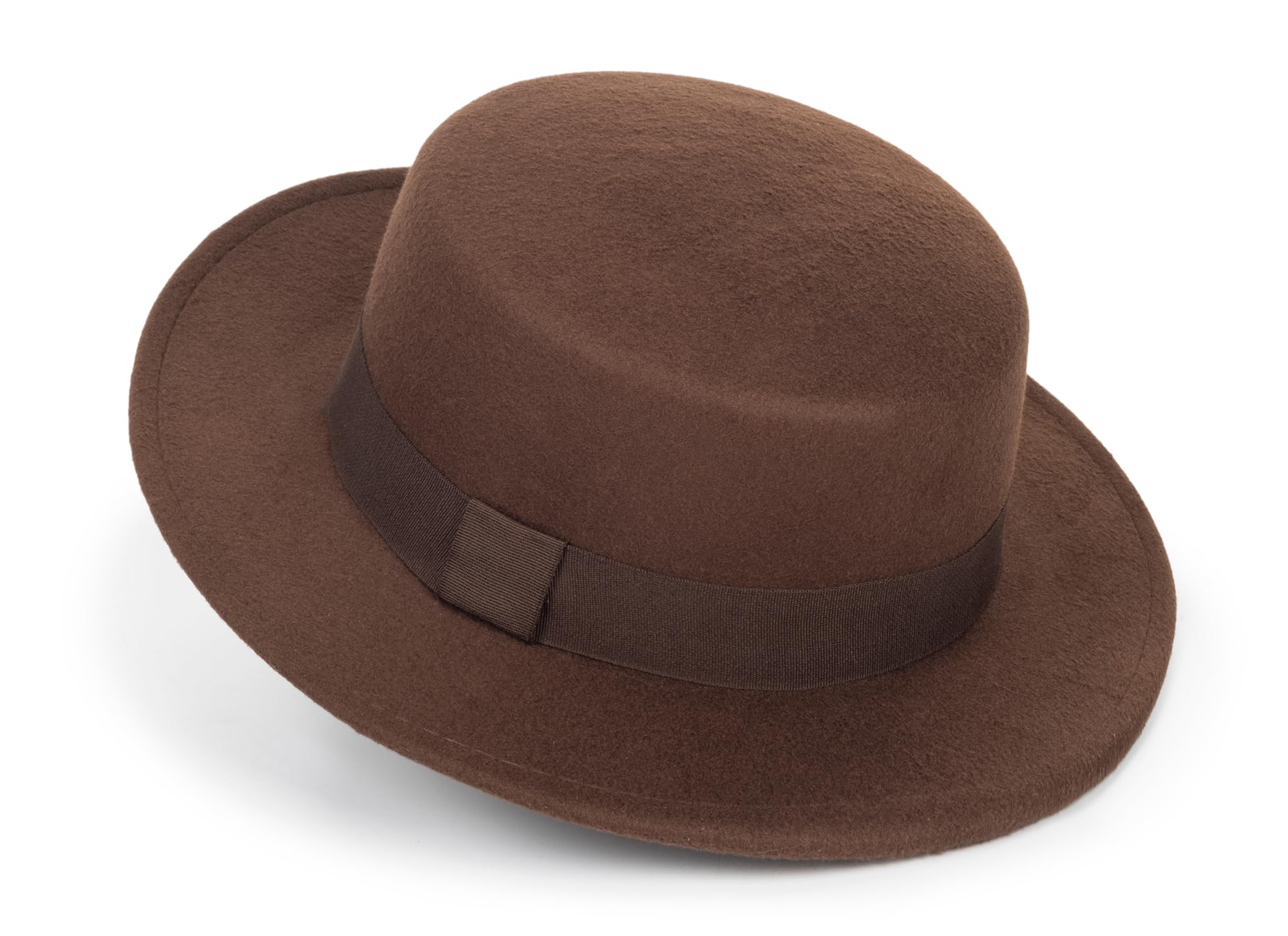 Cappello da uomo e donna, a tesa larga, in feltro, stile Fedora, cappello piatto per chiesa e derby