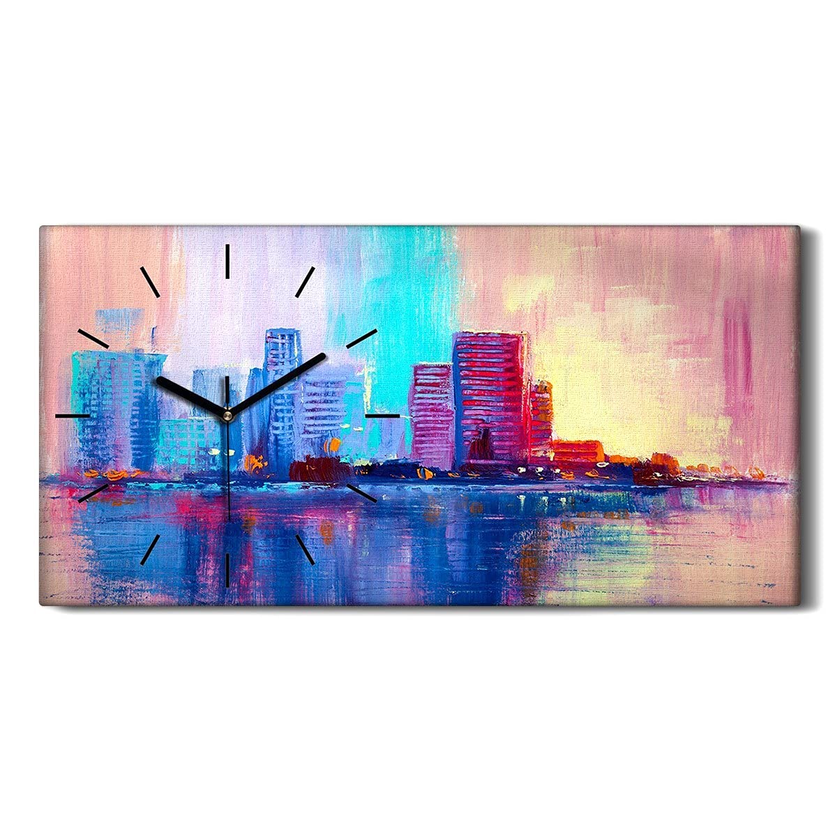 Horloge sur toile paysage urbain pour sublimer la décoration du salon contemporain