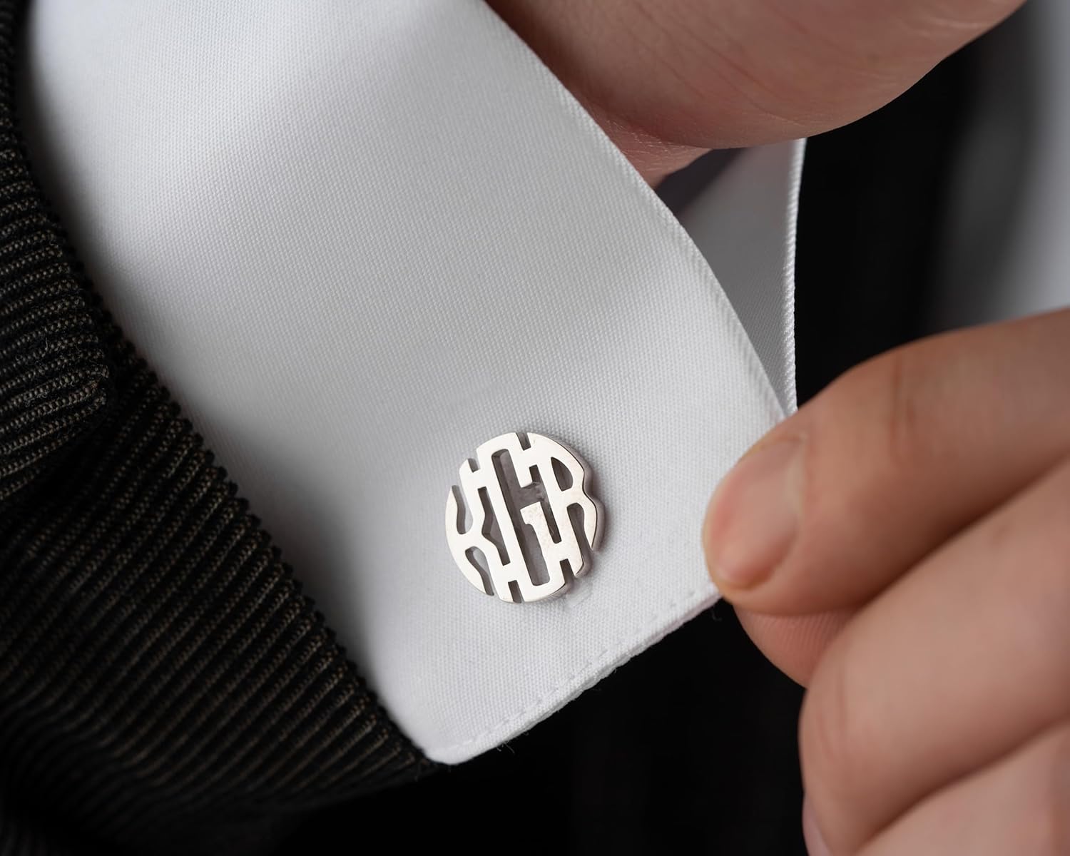 925 Sterling Silver Custom Monogram Cufflinks – Personalized 3 Initial Letter Engraved Cuff Links for Men – Handmade Wedding, Business & Gift Jewelry