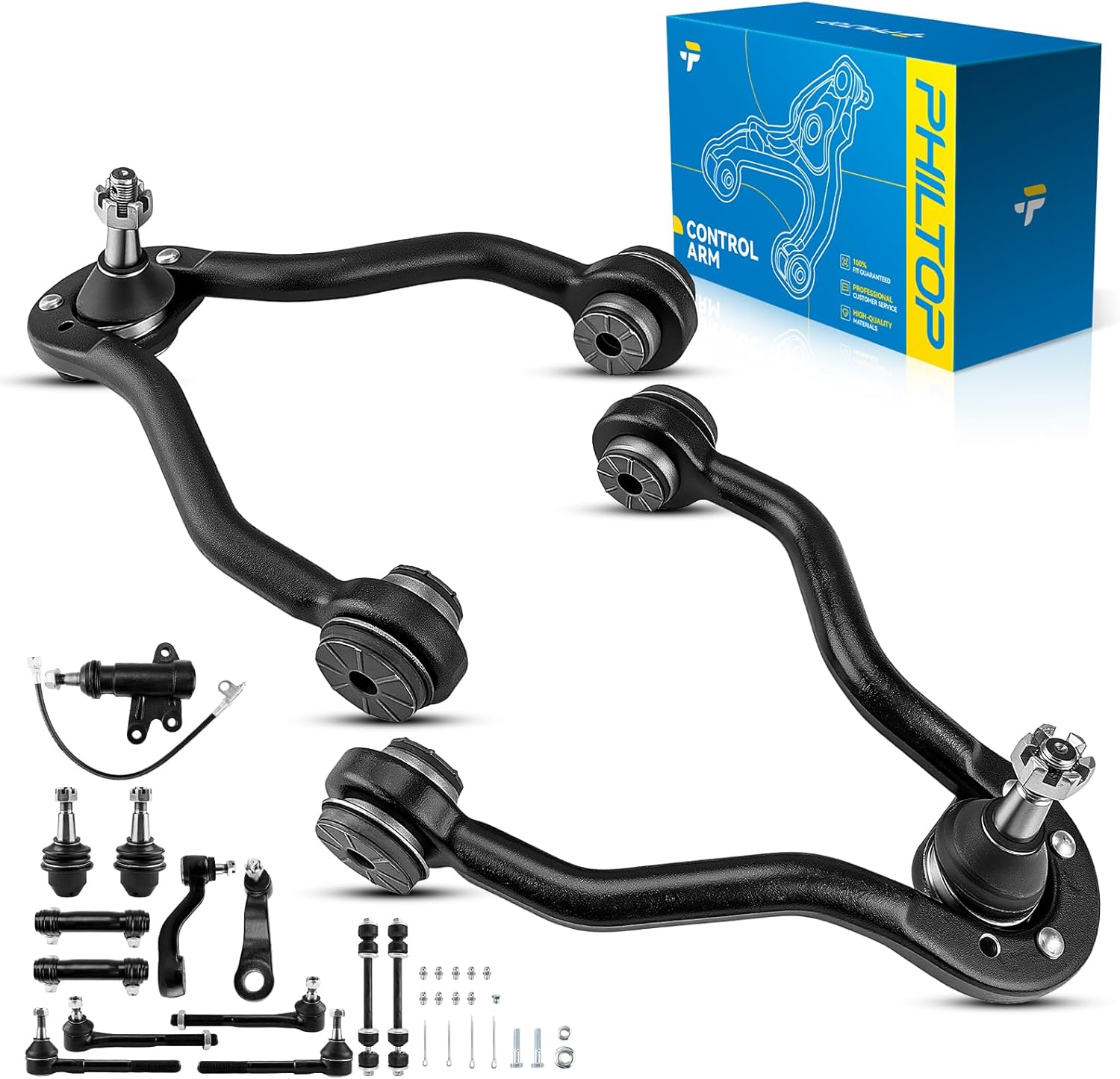 PHILTOP 15Pcs Front Upper Control Arms Compatible with 1995-1999 K1500, K1500 Suburban, 1995-1996 K2500 Suburban, 1995-2000 Tahoe, K2500, Yukon, 1999-2000 Escalade Suspension Kit, K620719 K620720