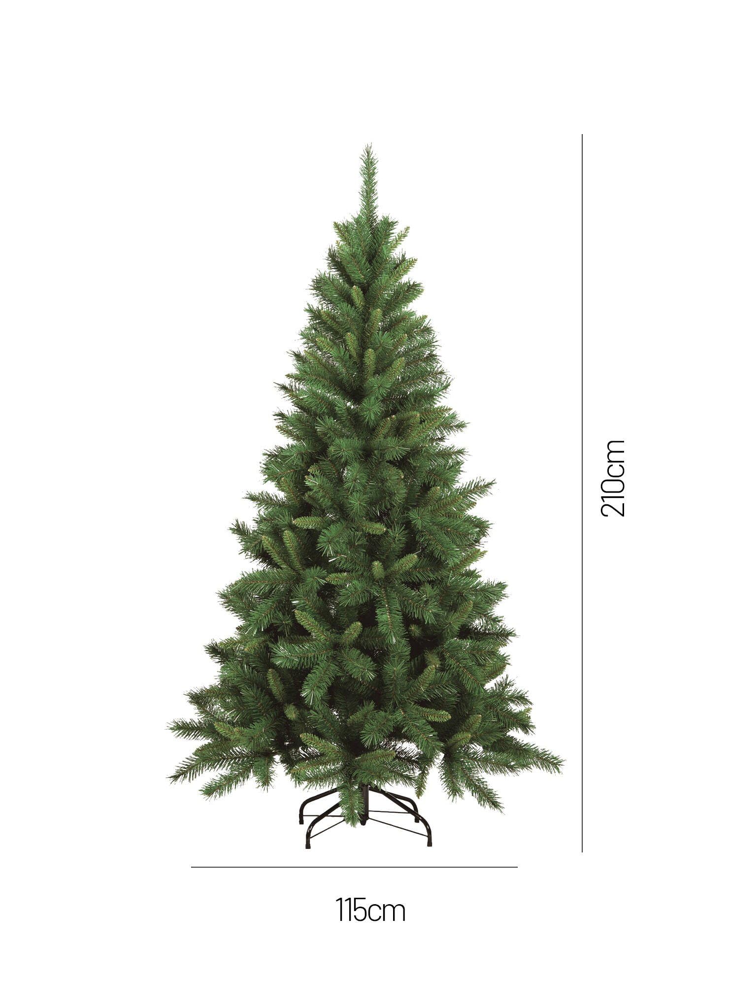 Dmora - Sapin de Noël Amsterdam, Sapin artificiel extra épais, véritable Sapin effet PVC, 731 branches, hauteur 210 cm