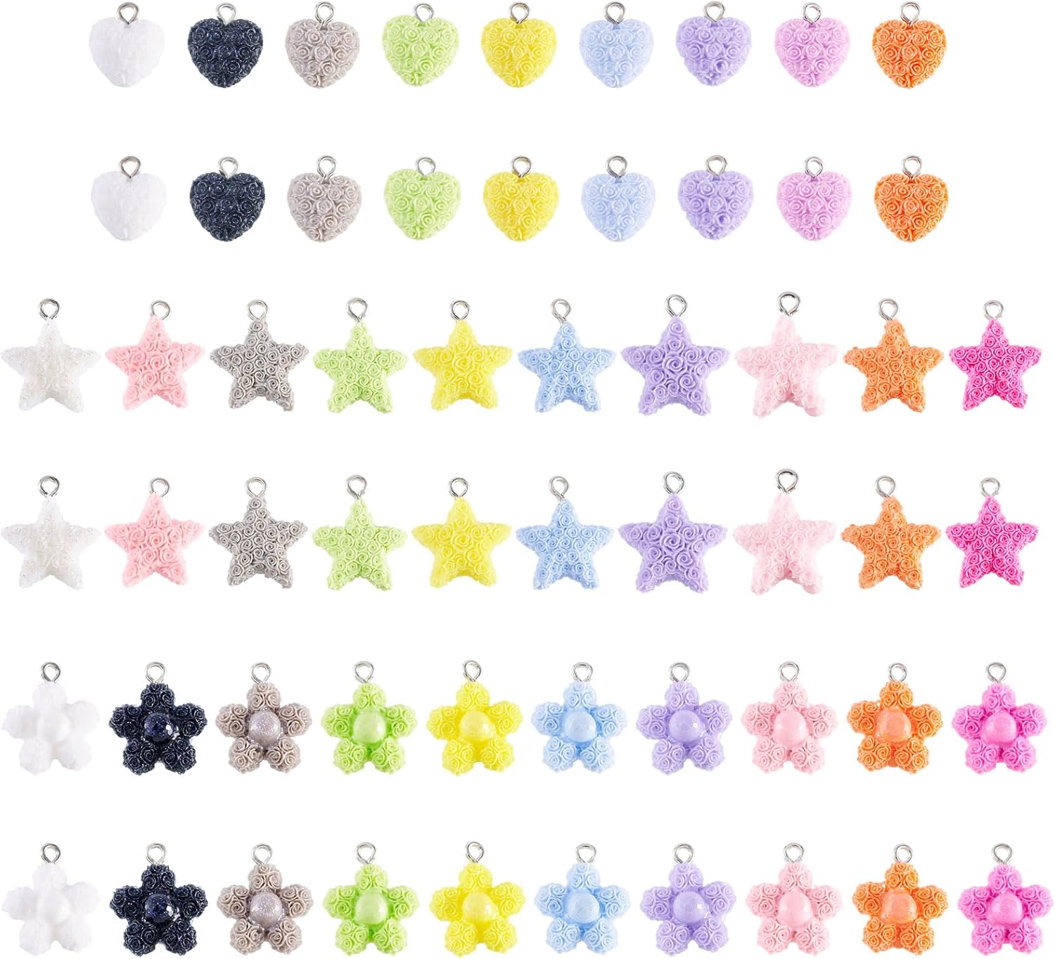 58 Pcs Flower Charms Resin Cute Sweet Heart Charms Candy Color Love Star Earring Dangle Pendants for Jewelry Making Bracelets Necklace Earrings - Image 7
