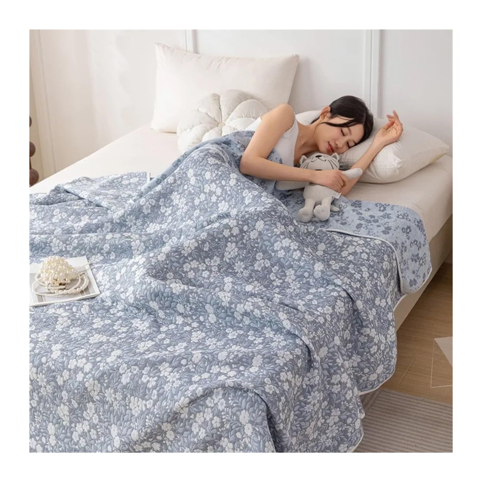 Breathable Cooling Gauze Muslin Blanket Multicolor Multiple Sizes(Color19,180x200cm)