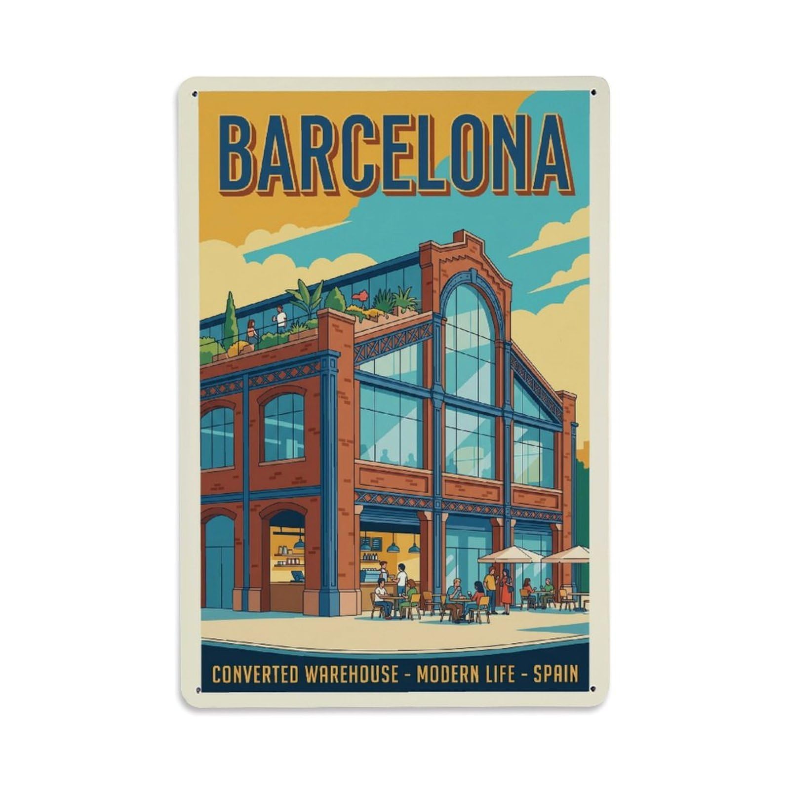 Vintage Travel Warehouse Spain Converted Metal Tin Sign