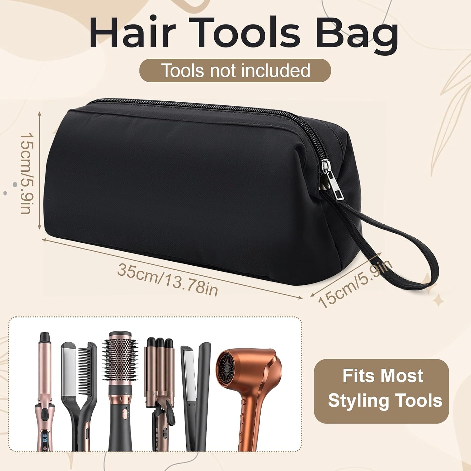 Hair Tool Travel Bag Compatible with Dyson Shark Flexstyle Portable Hair Dryer Case Straighteners Curling Iron and Haircare Accessory Shockproof Protection Organizer Bag(Balck)