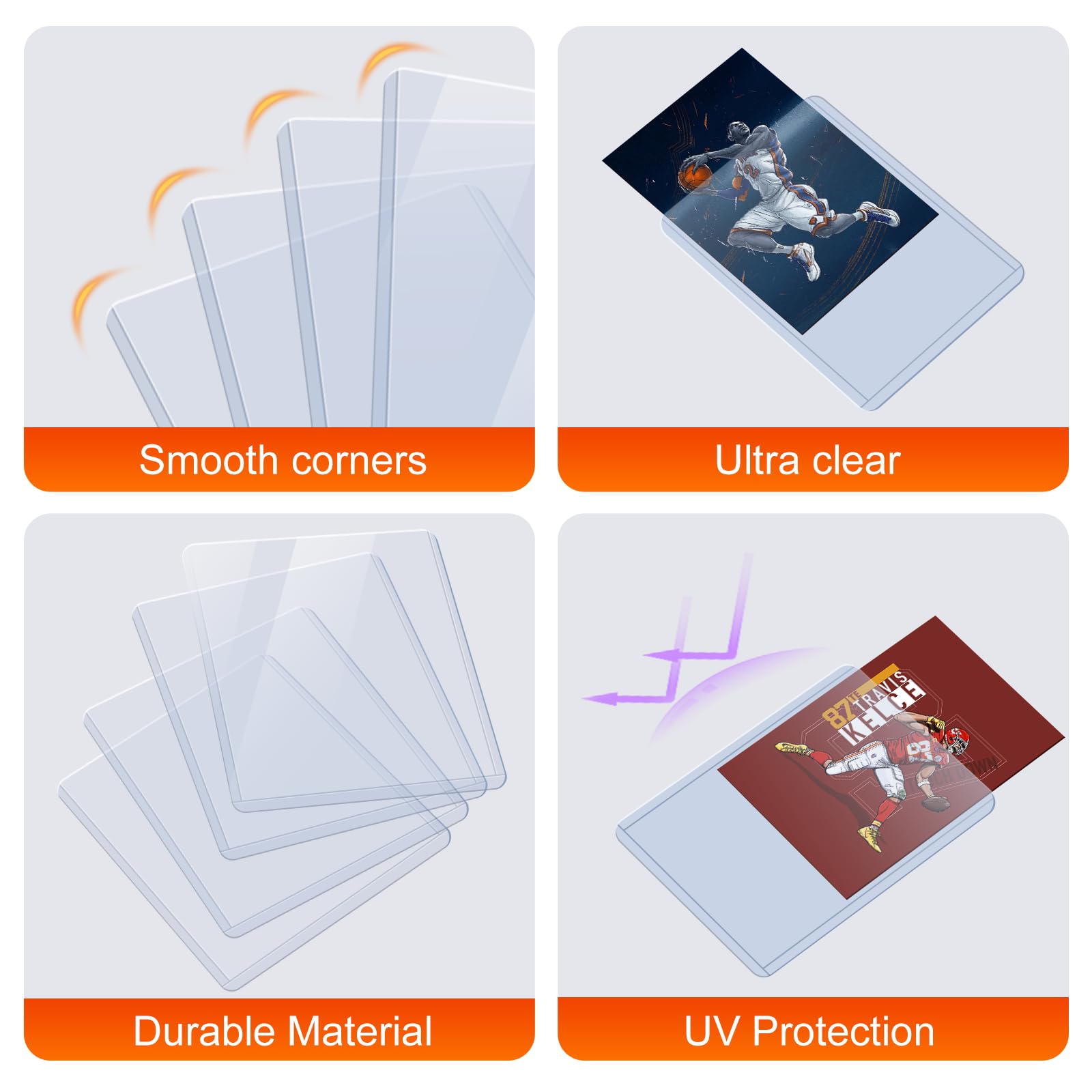 toploader 200 Stück Karten Hüllen, 3"X4" Hartkartenhüllen, Sammelkartenhüllen passend für MTG, Sammelkarten, Sportkarten (100 Hartkartenhüllen &100 Transparente Kartenhüllen) - 5