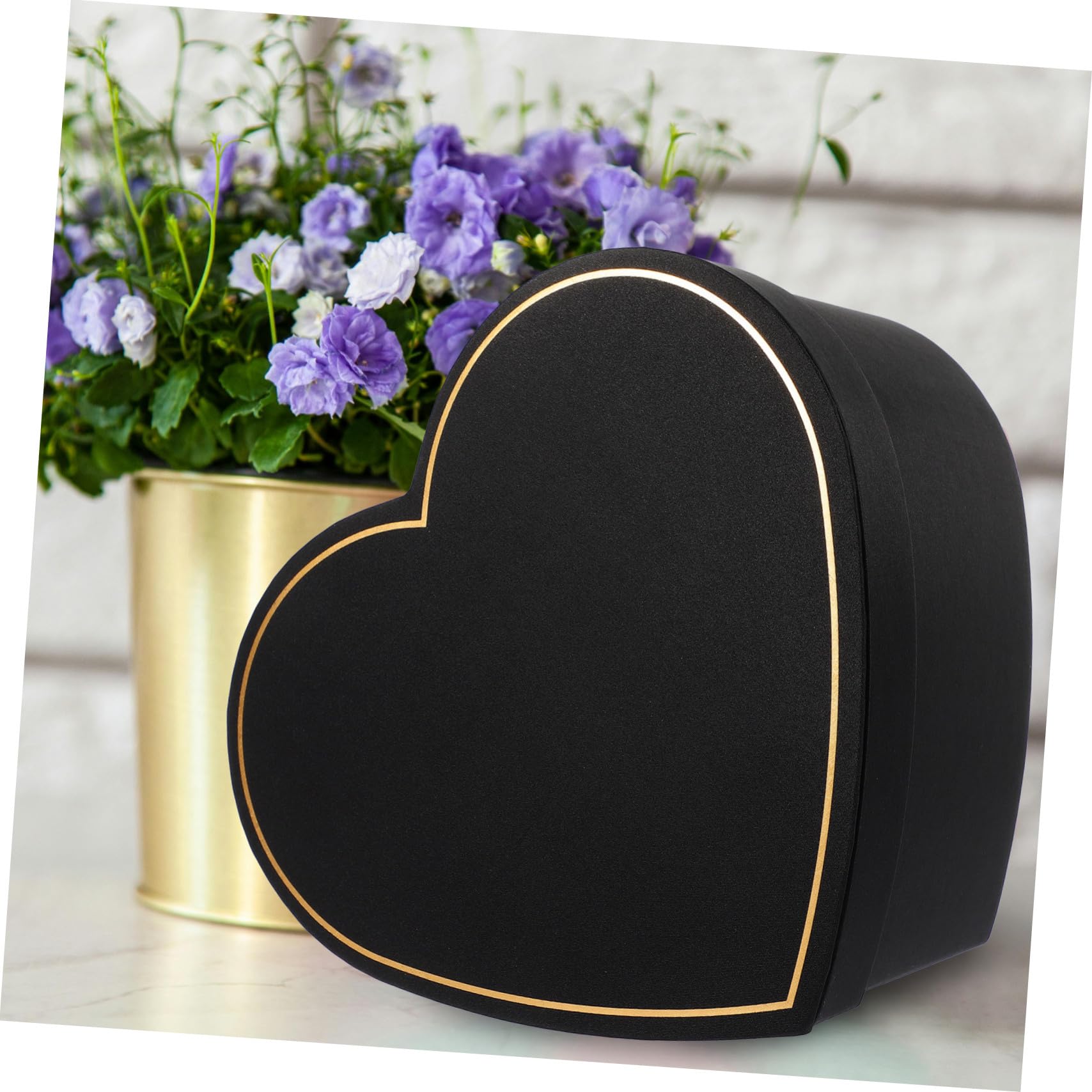 Gogogmee Herzförmige Geschenkkartonbox Schwarz mit Deckel aus Stoff Dekorative Geschenkverpackung für Party und Restaurant als Edle Geschenkbox