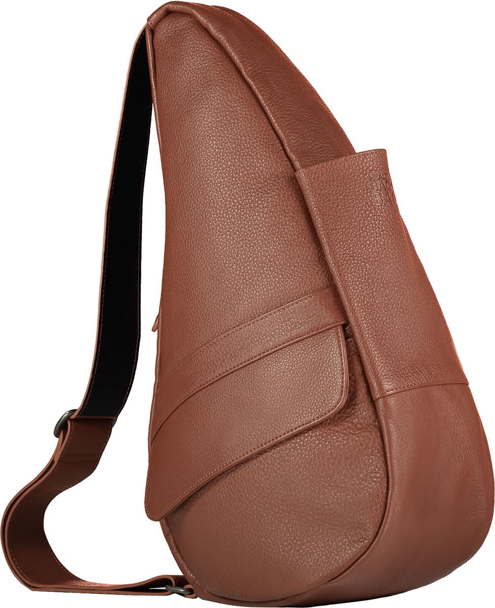 AmeriBag 15" Full-Grain Leather Healthy Back Bag Ergonomic Crossbody Sling for Everyday Use, Travel & Walking Comfort