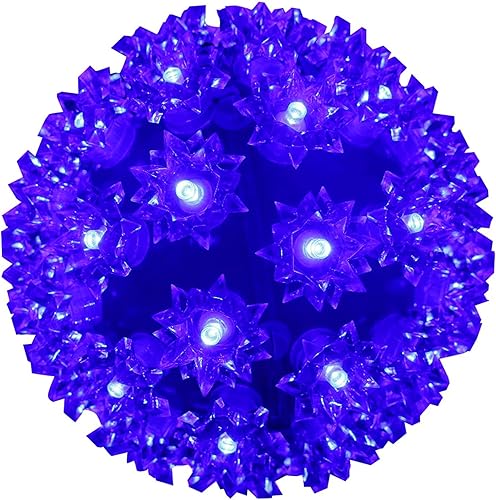 Esfera de luces de Navidad de 5.5 pulgadas para colgar al aire libre, 50 luces LED de orbe azul claro, luces de esfera para árbol, porche,