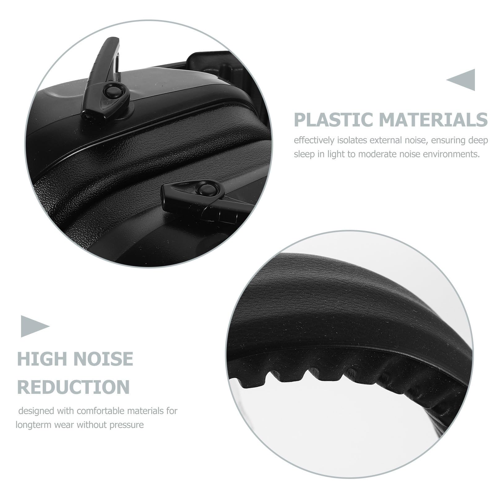 VILLCASE 2 Pièces Casque Antibruit Insonorisé en Abs Noir Haute Atténuation Sonore, Protections Auditives Confortables pour Étude et Voyage, pour Réduire le Bruit Ambiant