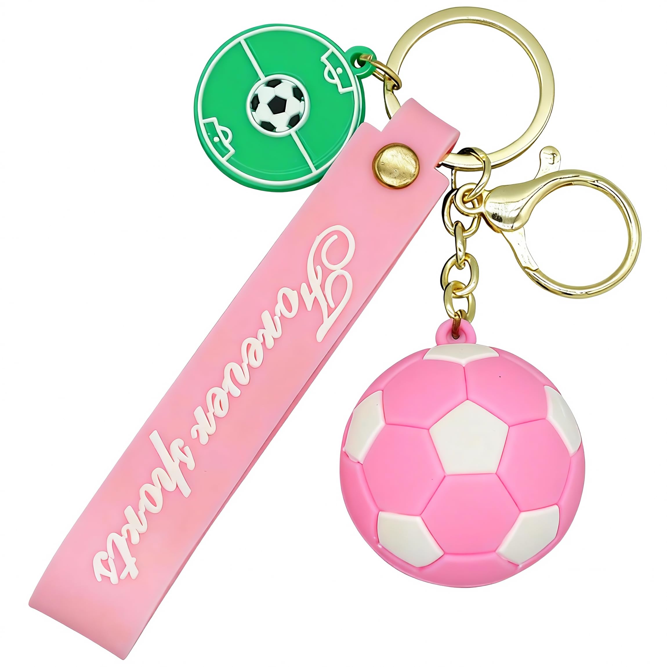 Moydolo Unisex Kids Pink Football Keychain Pendant Novelty Sports Ball Fans Soccer Key Chain Ring Charm For Boys Girls Men Women