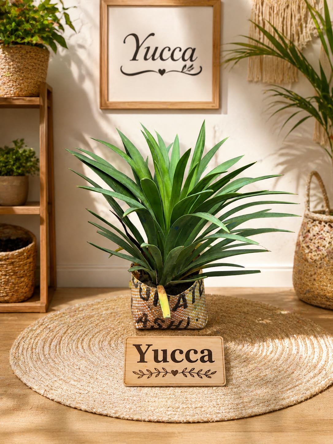 Yucca Live Indoor Plant with Decorative Basket Pot | Low Maintenance, Air Purifying, Indoor Decor, Tropical Foliage, Home & Office Use-image-2