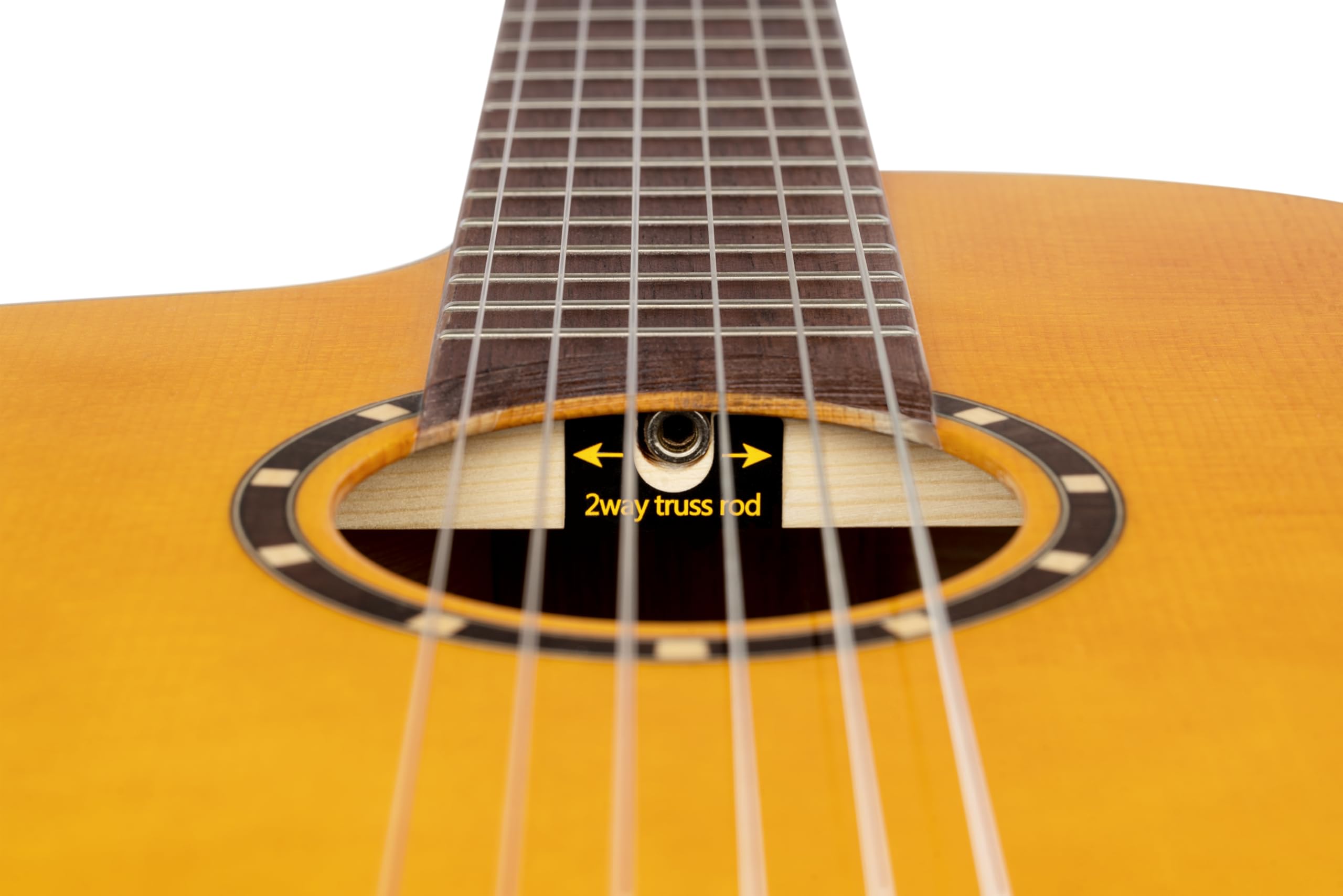 Ortega Guitars Family Series Pro - Guitarra flamenca para zurdos, tamaño 4/4, electroacústica, pícea y ciprés con acabado brillante, color amarillo – Incluye funda (RCE170F-L)