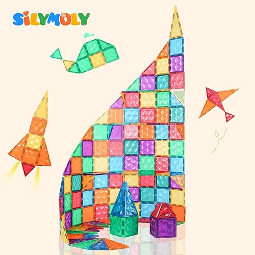 Miniatura 8 de SILYMOLY Azulejos magnéticos de construcción de azulejos magnéticos 3D Bloques magnéticos de construcción con diseño de diamante, juego de