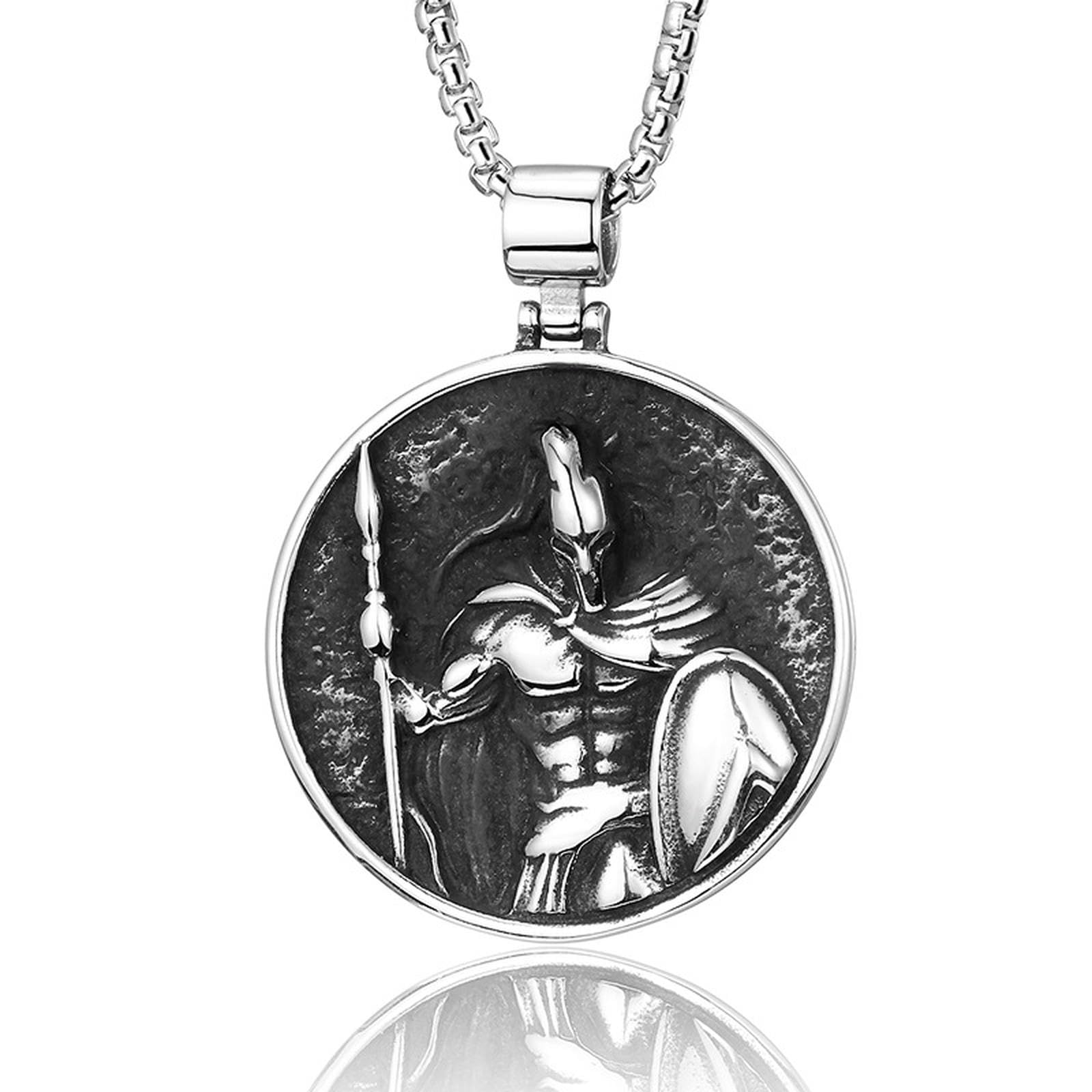New Punk Stainless Steel Cuban Warrior Pendant Vintage Men's Necklace Chain