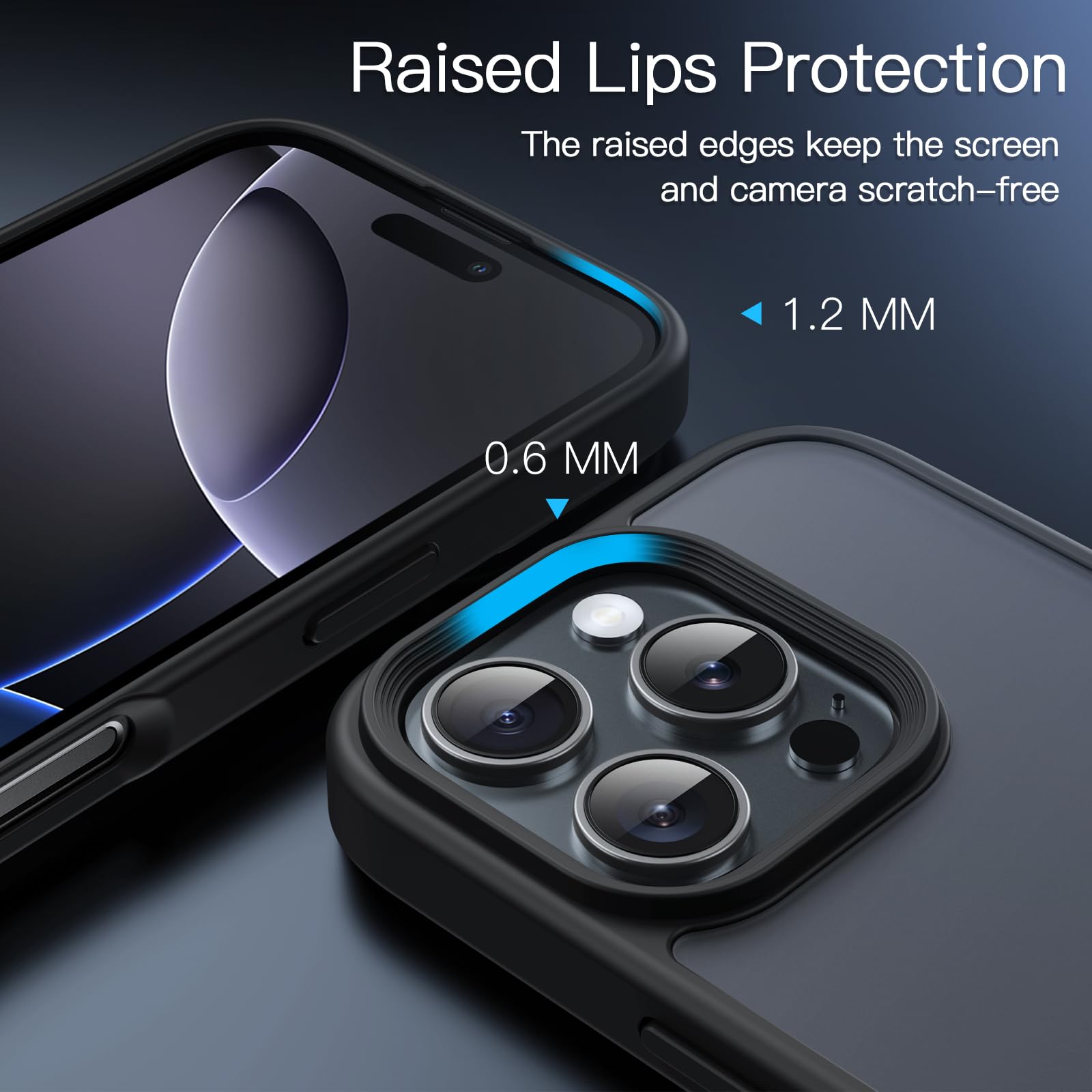 JETech Cover Opaca per iPhone 16 Pro 6,3 Pollici, Protezione Anticaduta Antiurto di Grado Militare, Custodia Cellulare Posteriore Glassata Traslucida, Anti-Impronte (Nero)