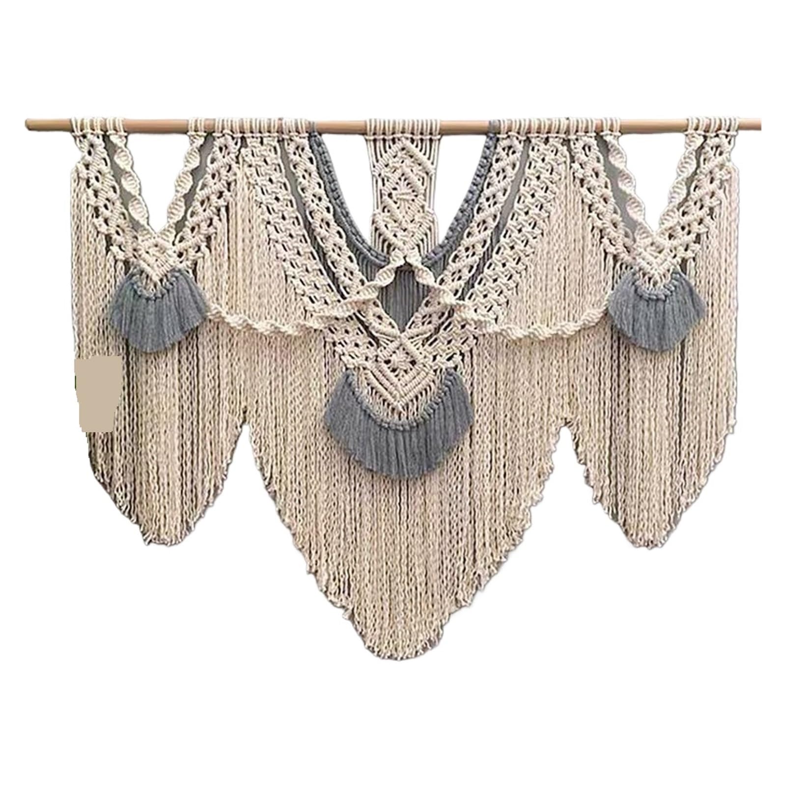 SUBLXPoten Hanging Tapestry Hand Woven Color Rope Macrame Tapestry Wall Hanging Handmade Artistic Tapesties with 3 pcs Stick