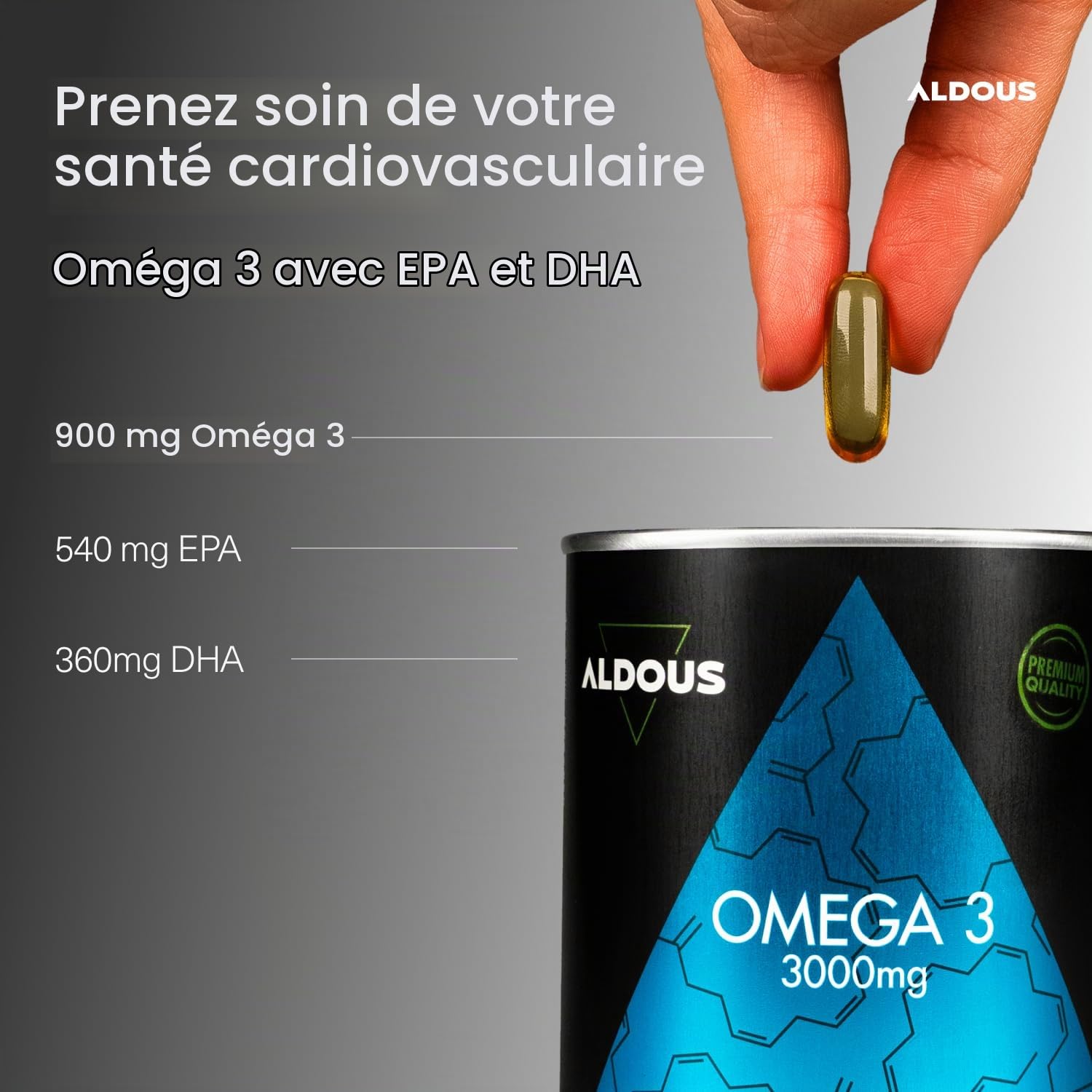 Oméga 3 Dha Epa Huile de Poisson - 3000 mg par jour - 210 Gélules (+2 mois) | Avec Acides Gras EPA et DHA - Haute Concentration - Vitamine E, Acides Gras - Vision et Cerveau - Complement alimentaire