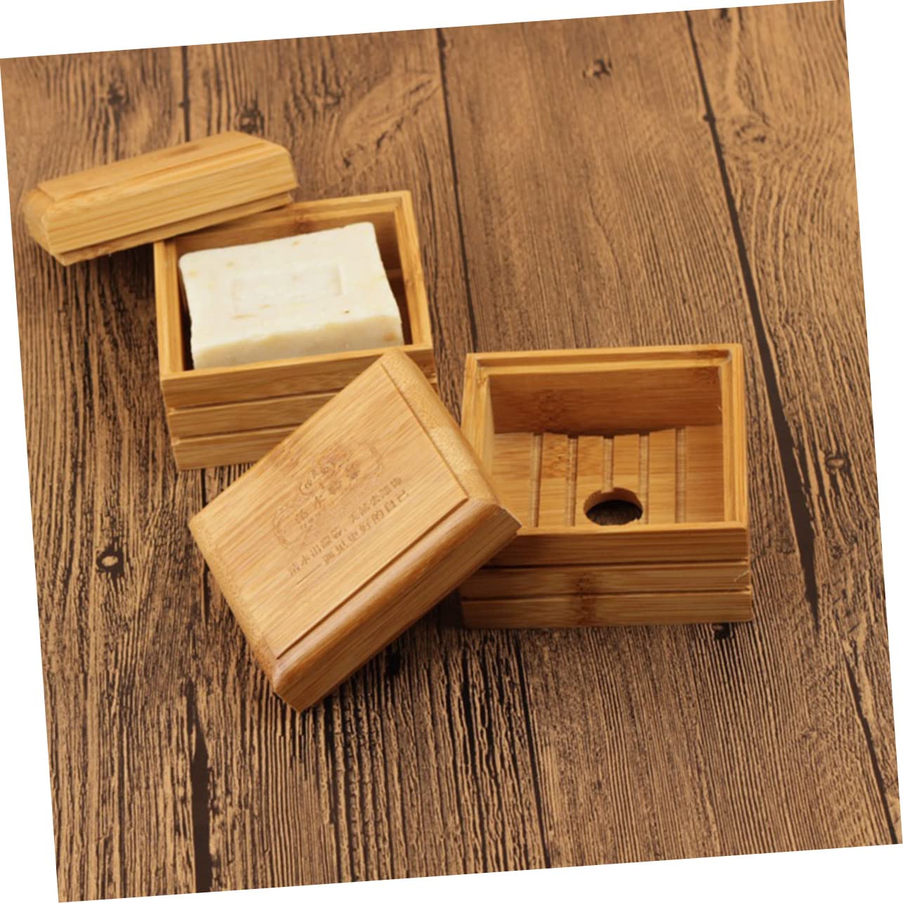 WOONEKY 4piezas Jabonera De para Drenaje Soporte De Jabón Natural para Baño y Cocina Diseño y Estético Mantiene Jabón y Seco